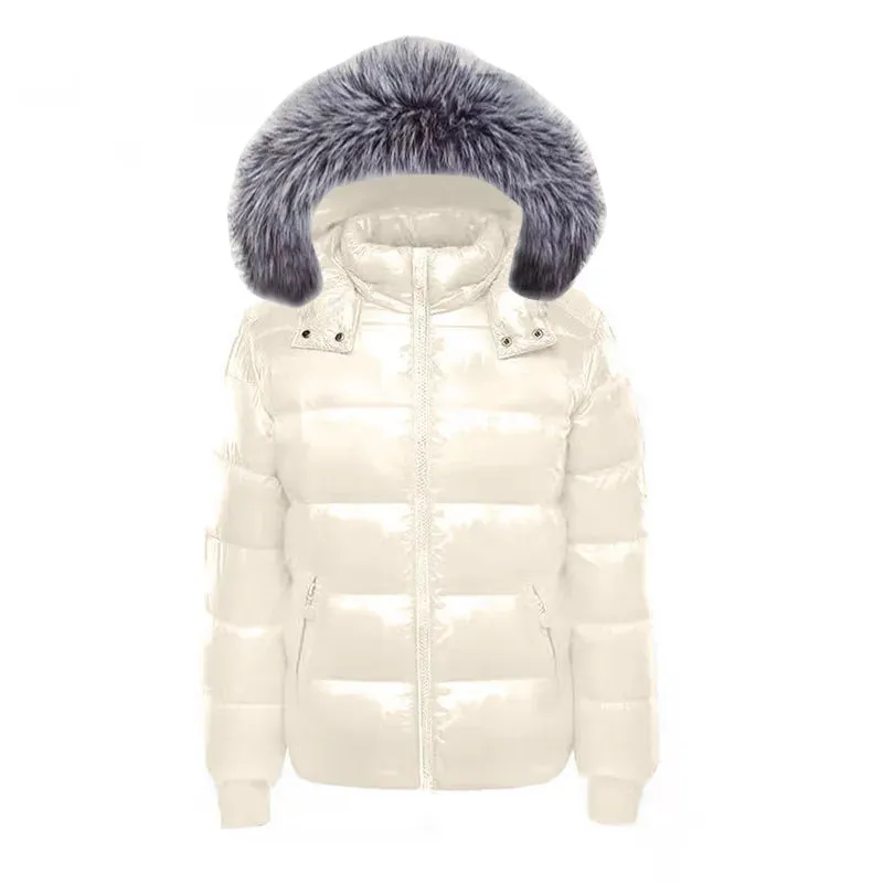 2024 Women's Plus Size Autumn Hooded Jacket – Glossy Waterproof Down Parka for Winter Snow Wear (Up to 6XL)