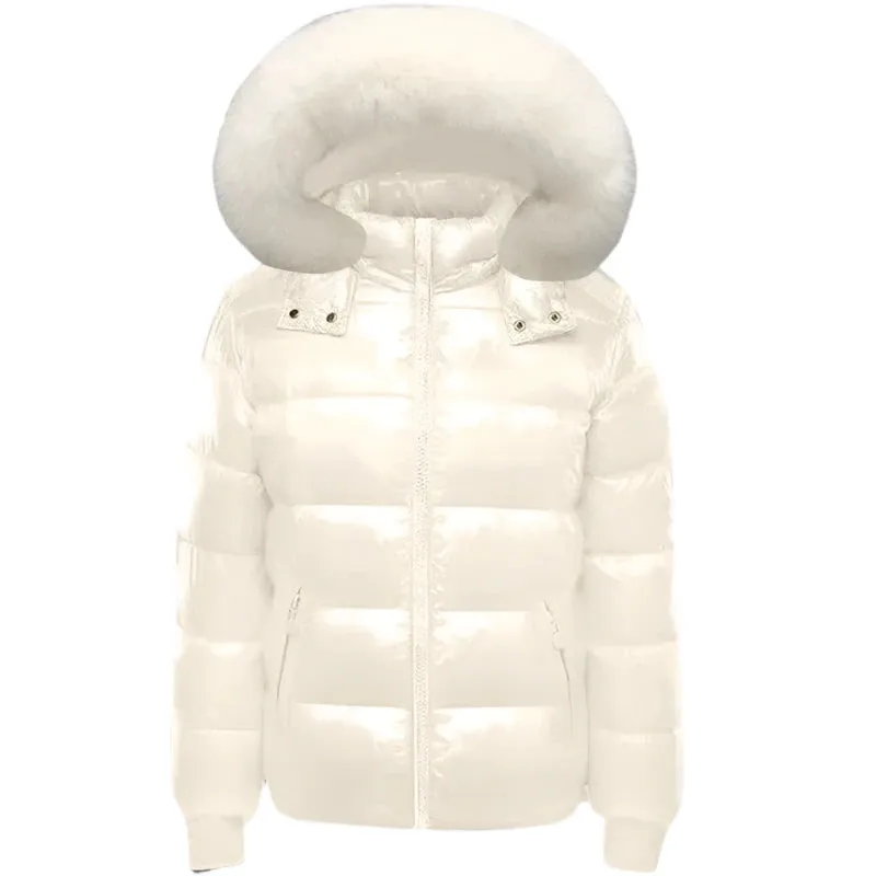 2024 Women's Plus Size Autumn Hooded Jacket – Glossy Waterproof Down Parka for Winter Snow Wear (Up to 6XL)