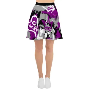 Aces Asexual Pride Graffiti Skater Skirt - Black