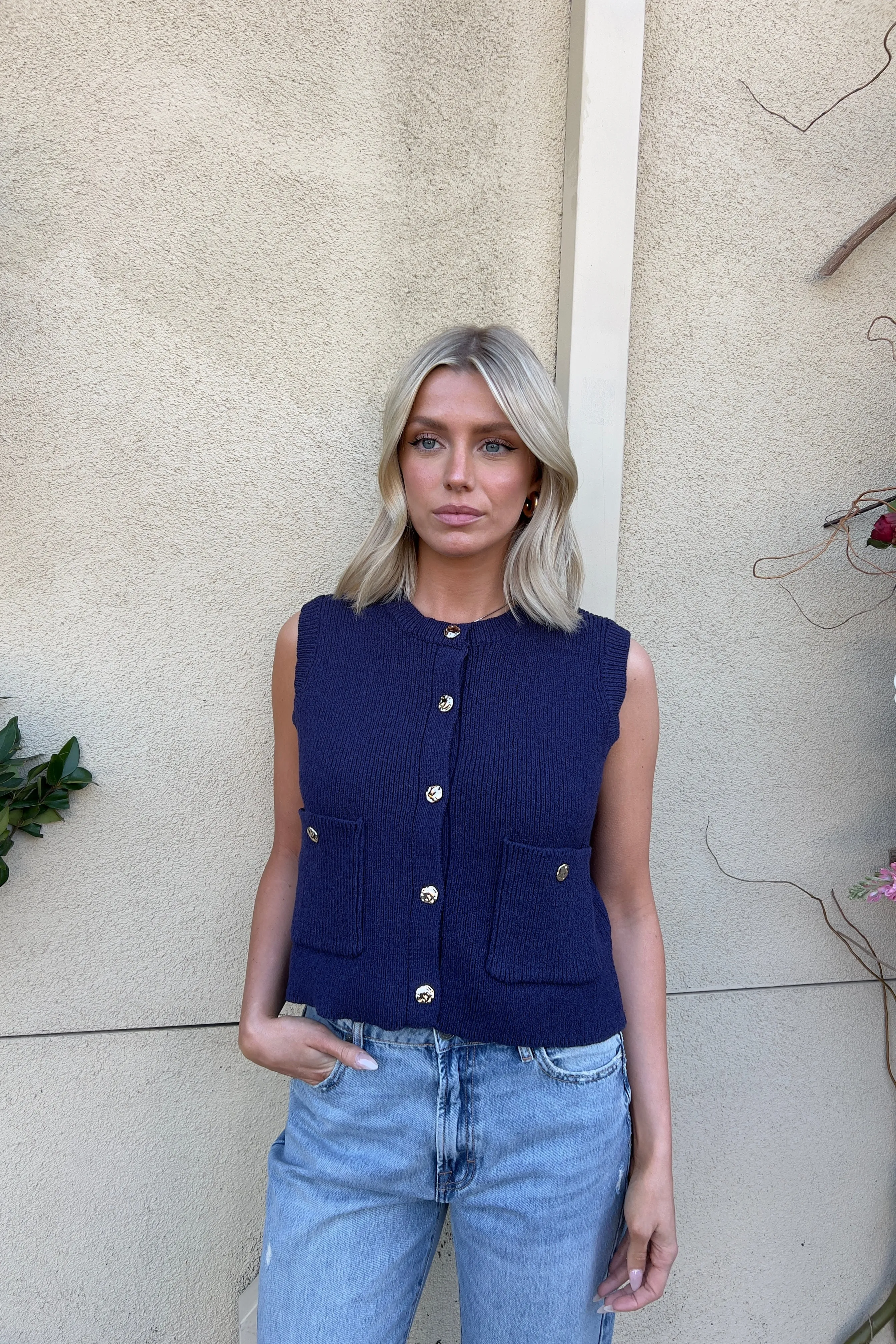 ANNINA NAVY KNIT VEST