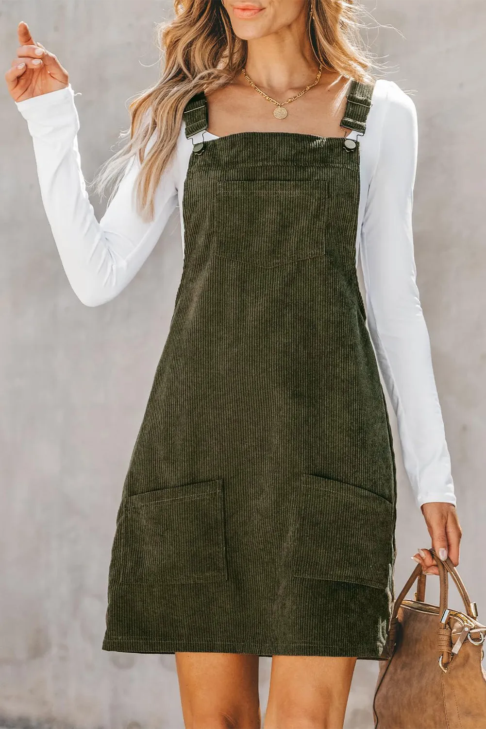Backless Corduroy Dress