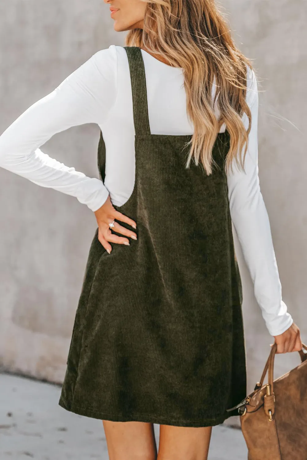 Backless Corduroy Dress