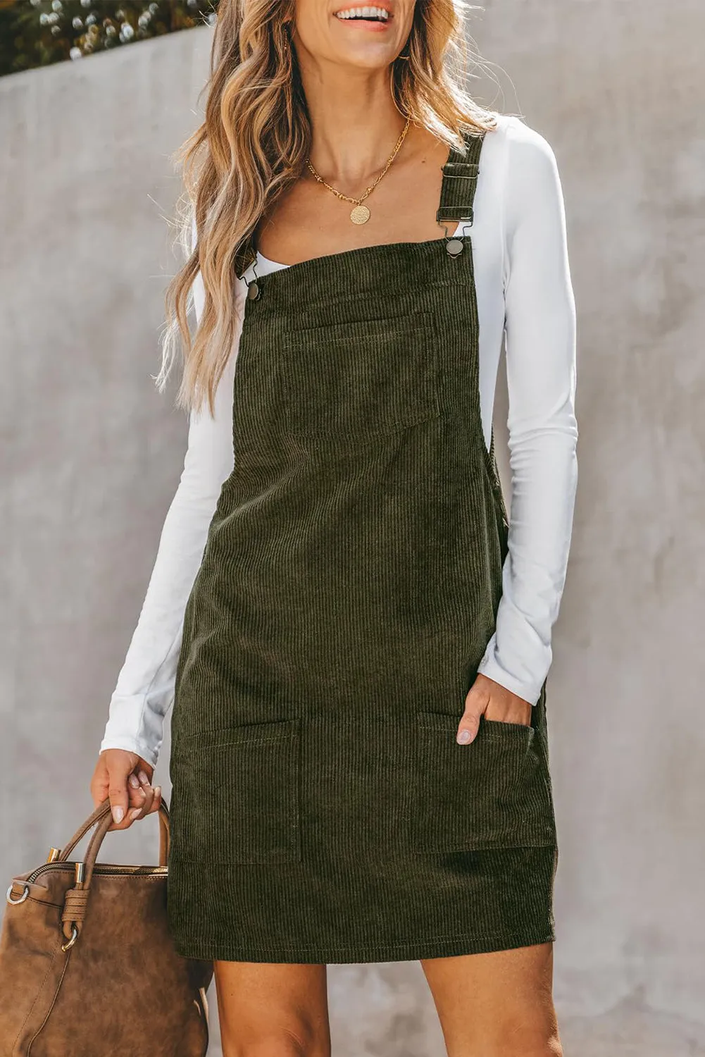 Backless Corduroy Dress