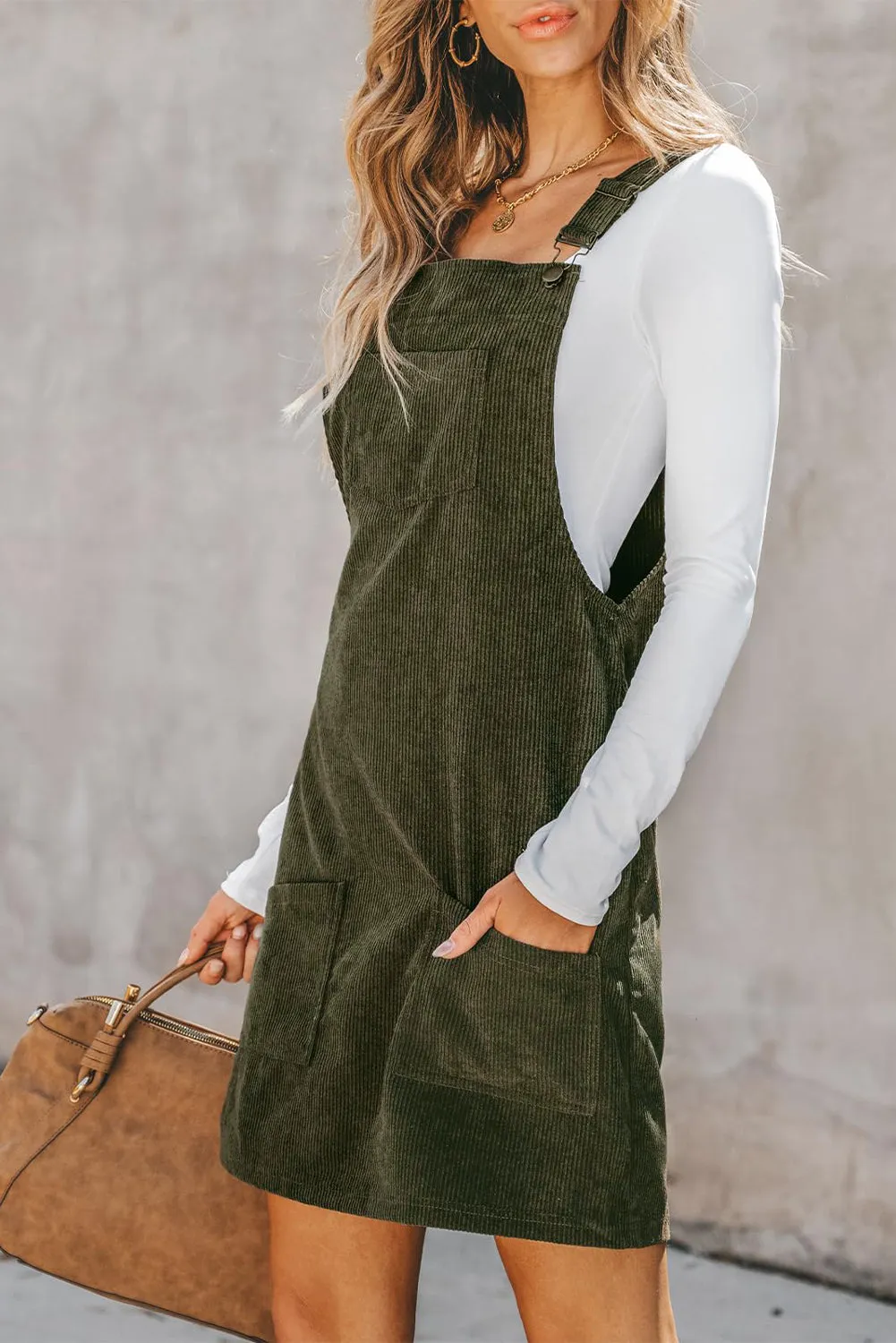 Backless Corduroy Dress