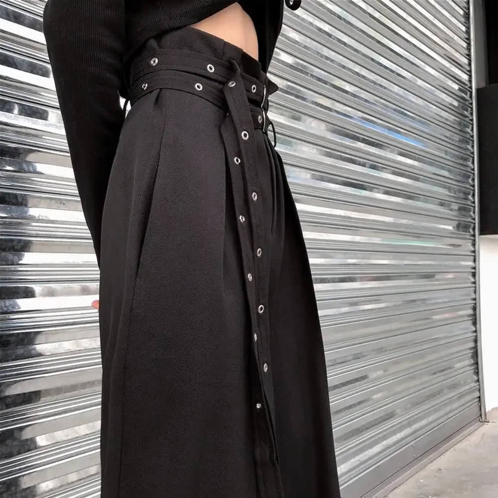 Black Gothic Paperbag Waist Trousers