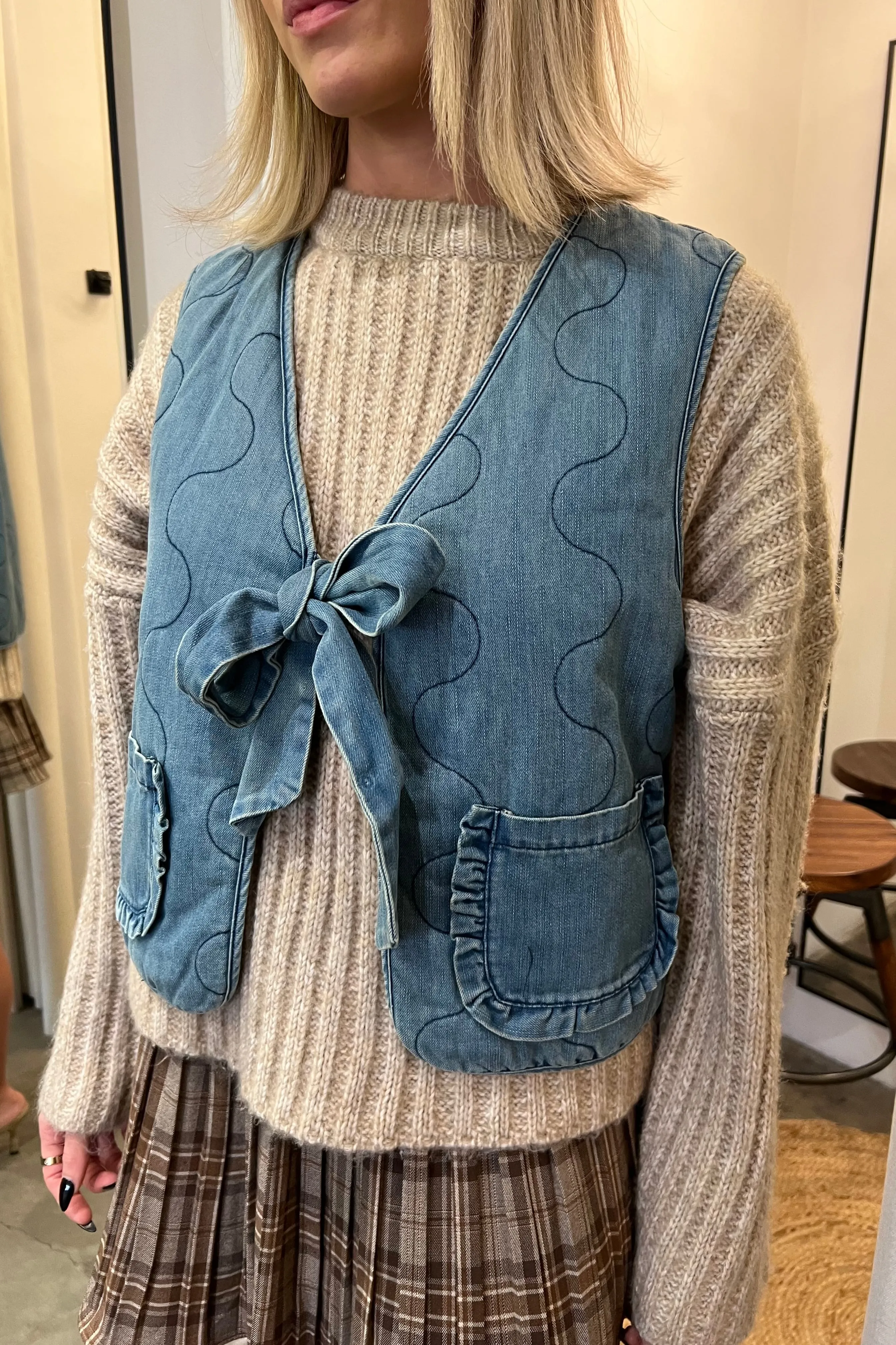 BLAKE DENIM BOW TIE VEST
