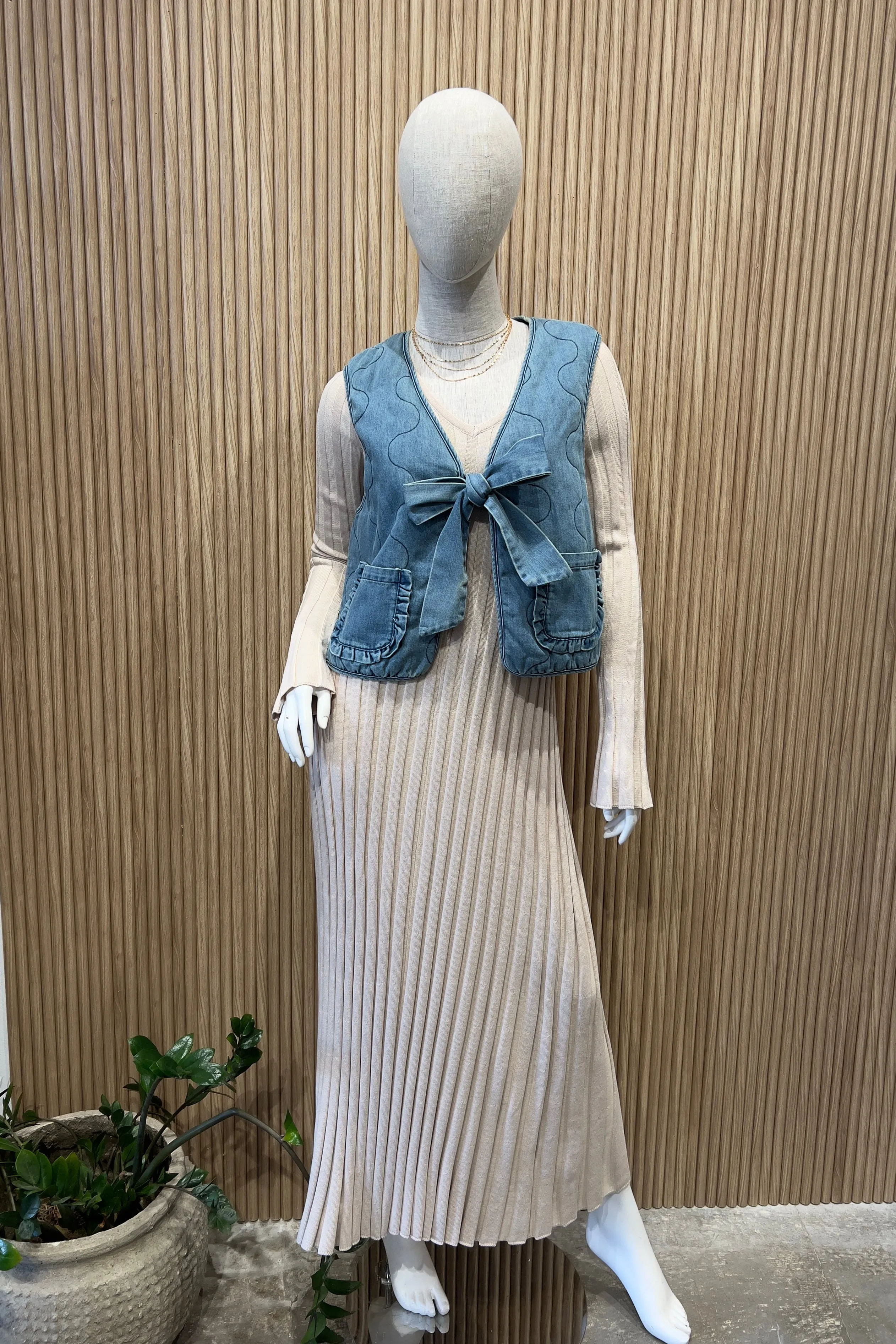 BLAKE DENIM BOW TIE VEST