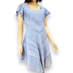 Blue Short Sleeve Asymmetrical Mini Dress