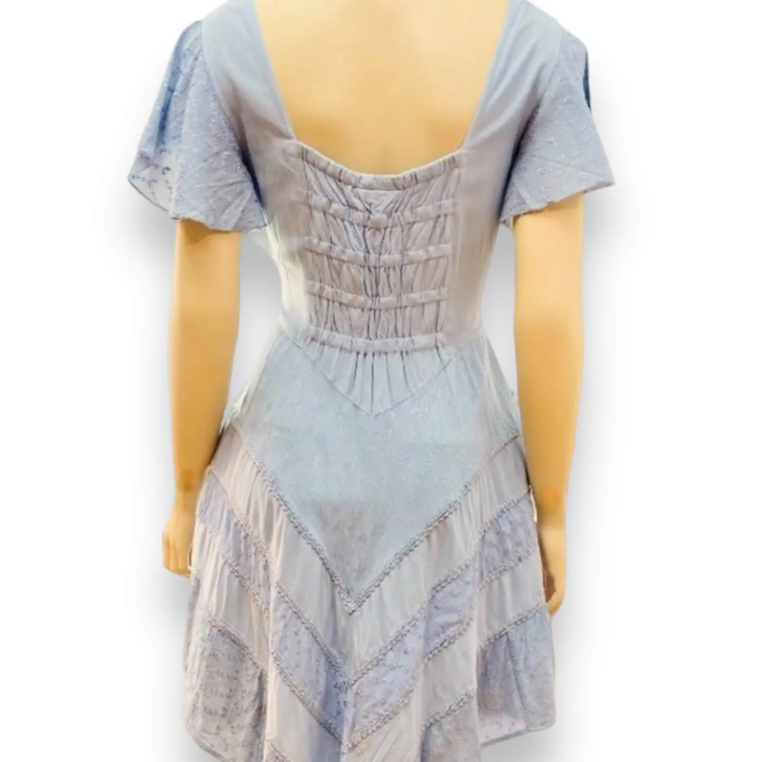 Blue Short Sleeve Asymmetrical Mini Dress