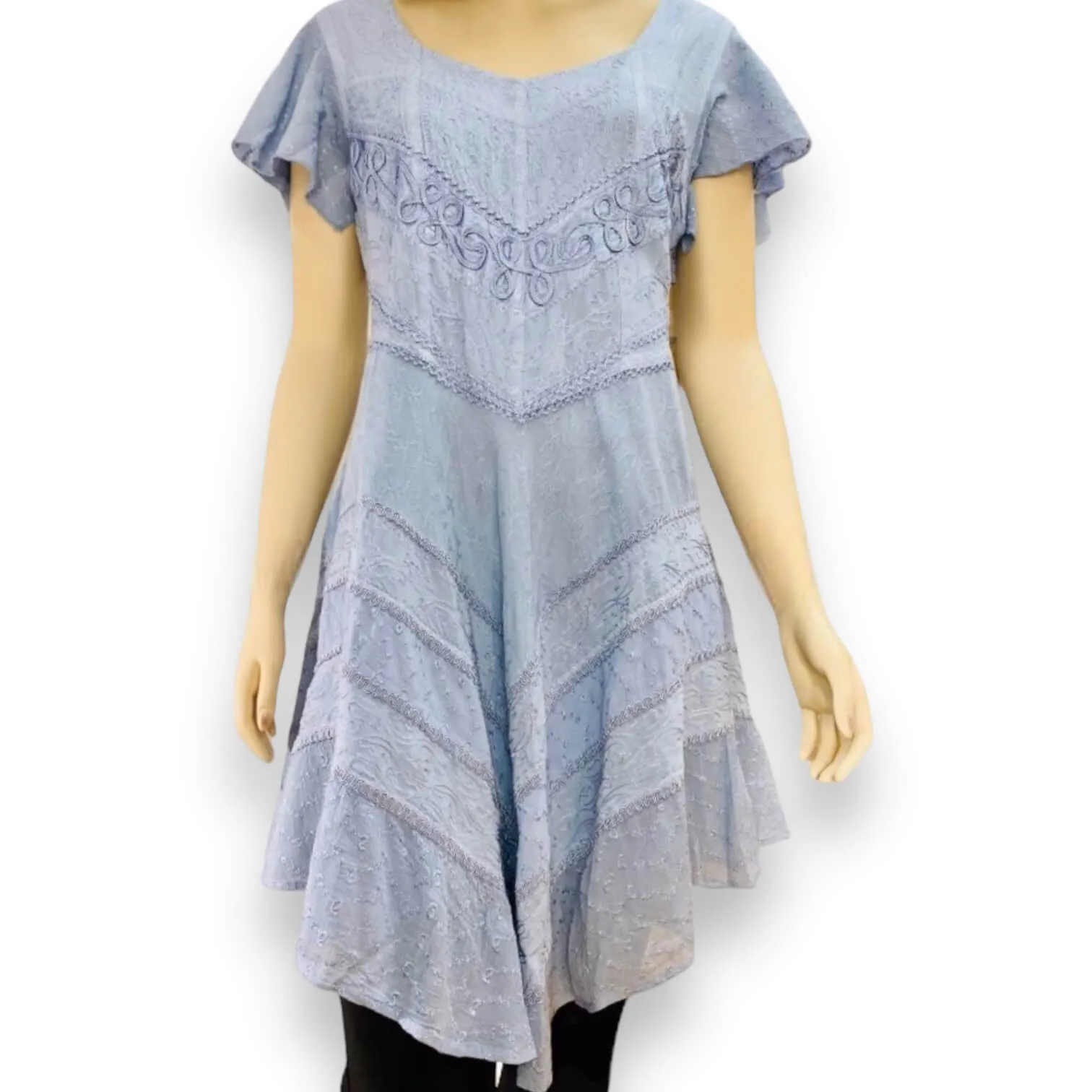 Blue Short Sleeve Asymmetrical Mini Dress