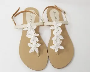 Bridal Sandals with Flower Design - Destination Wedding Shoes