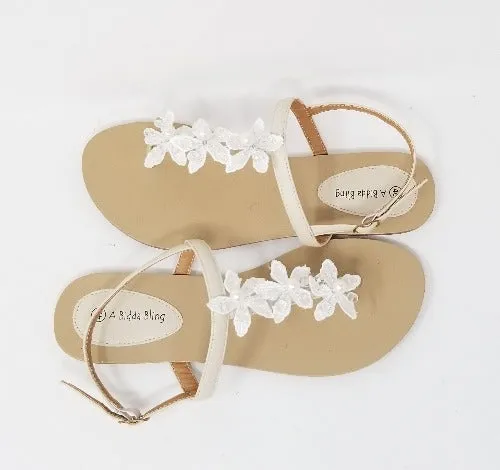 Bridal Sandals with Flower Design - Destination Wedding Shoes
