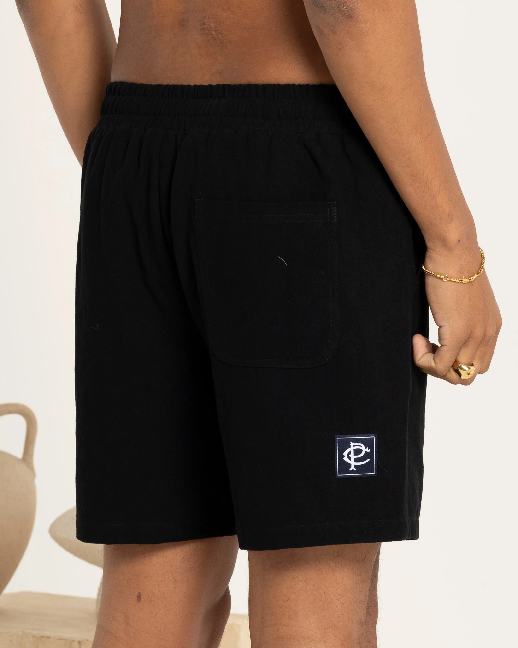 Carre Luxe Linen Shorts Black