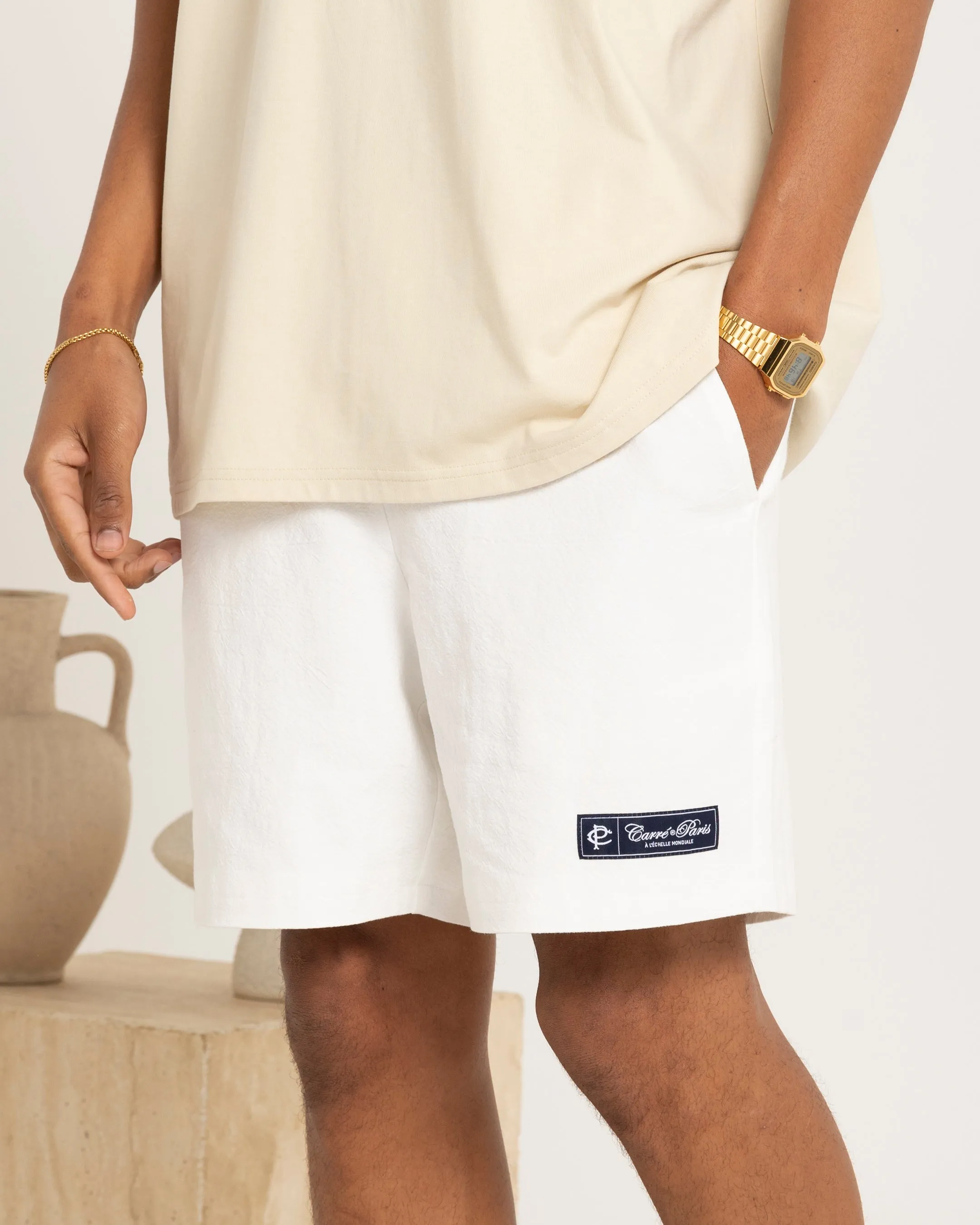 Carre Luxe Linen Shorts Off White