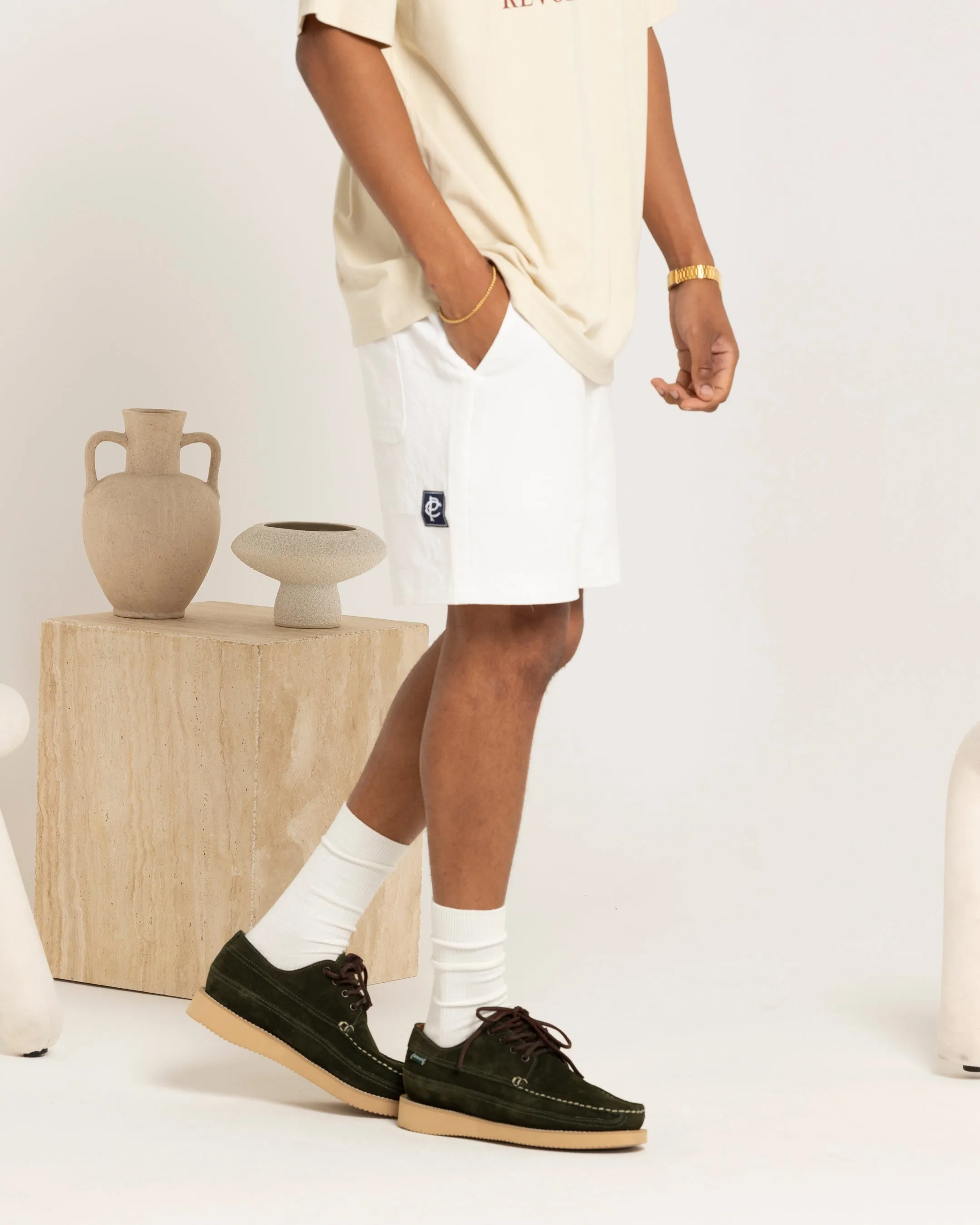Carre Luxe Linen Shorts Off White