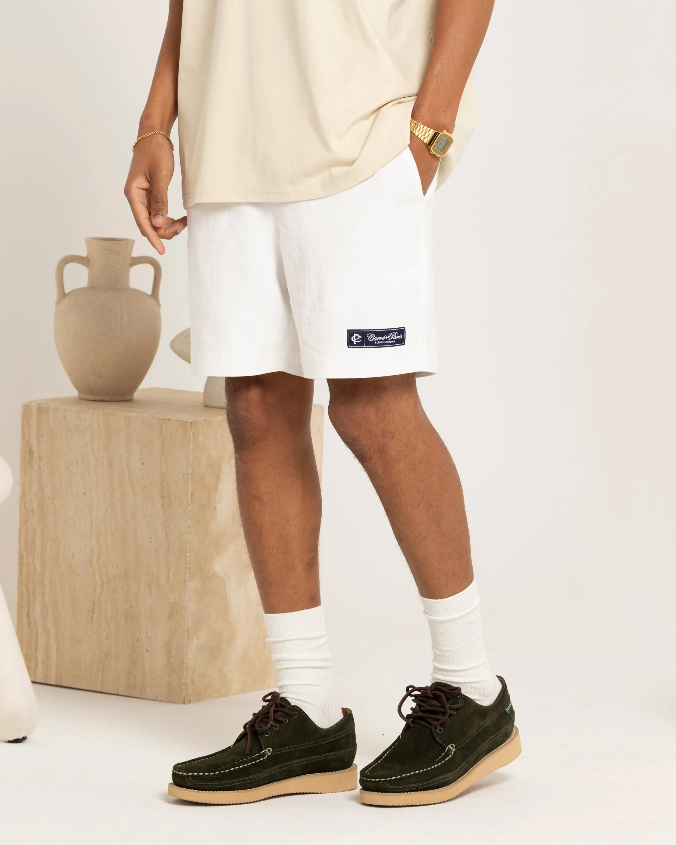 Carre Luxe Linen Shorts Off White