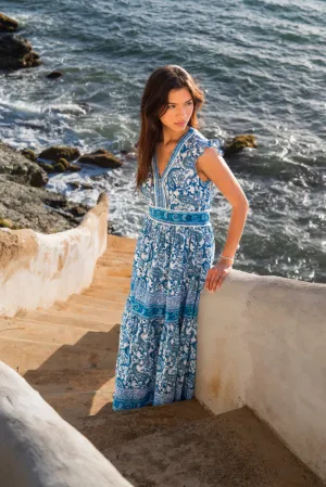 Celine Dress. Blue Paisley