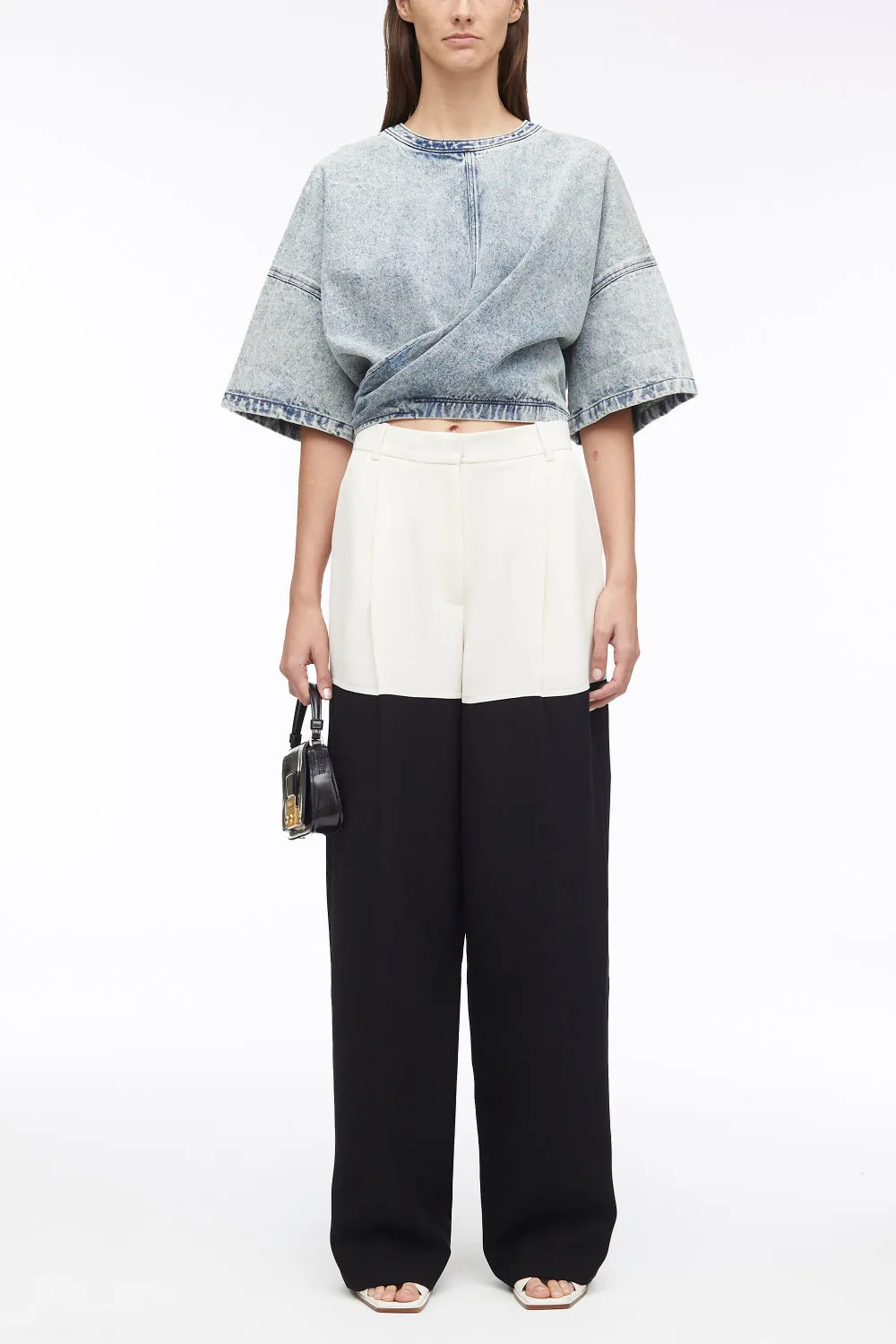 Denim Twisted Tie-Back Top