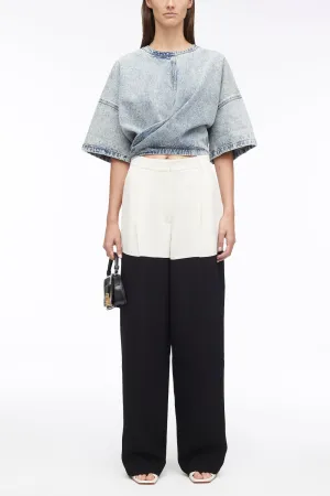 Denim Twisted Tie-Back Top