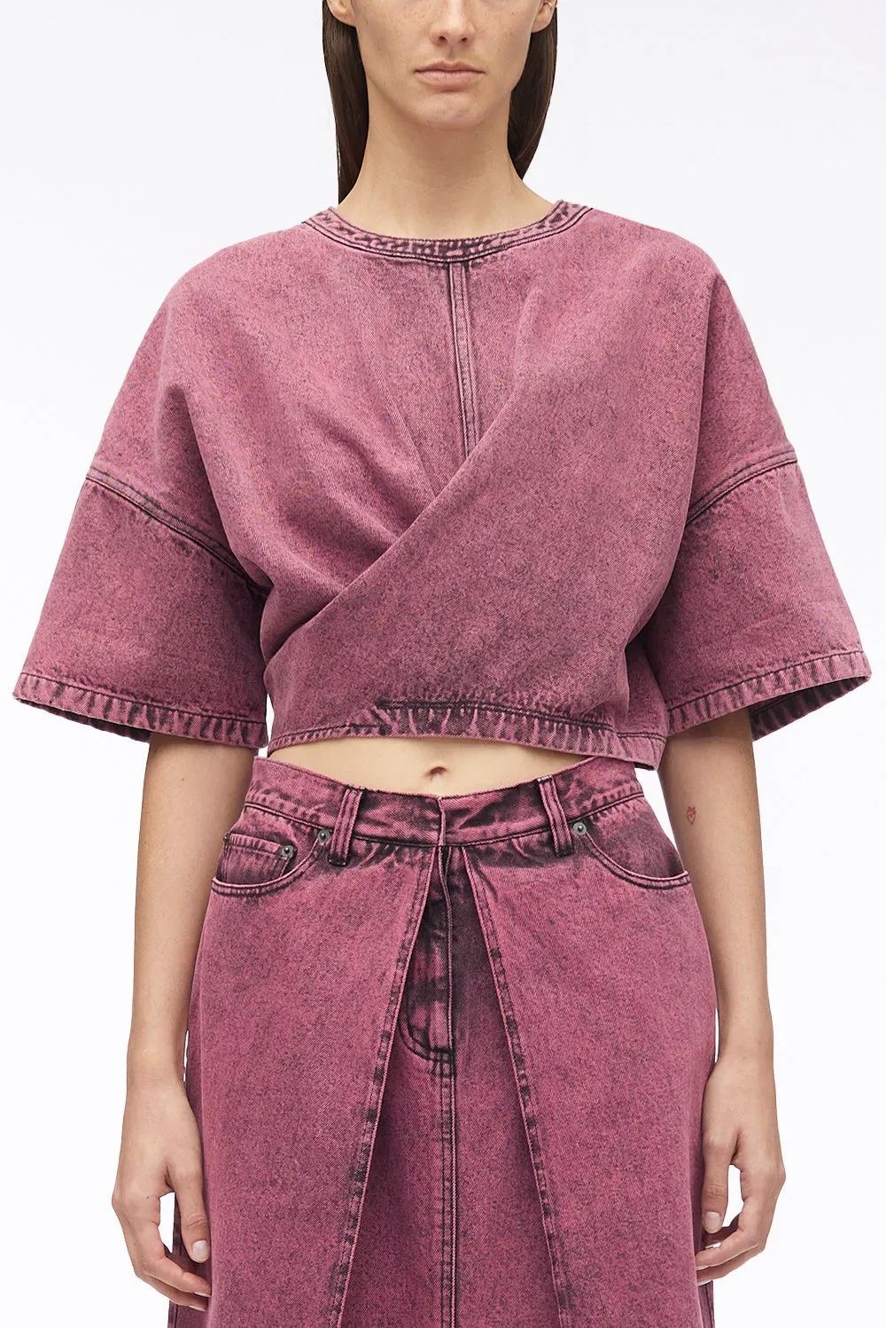 Denim Twisted Tie-Back Top