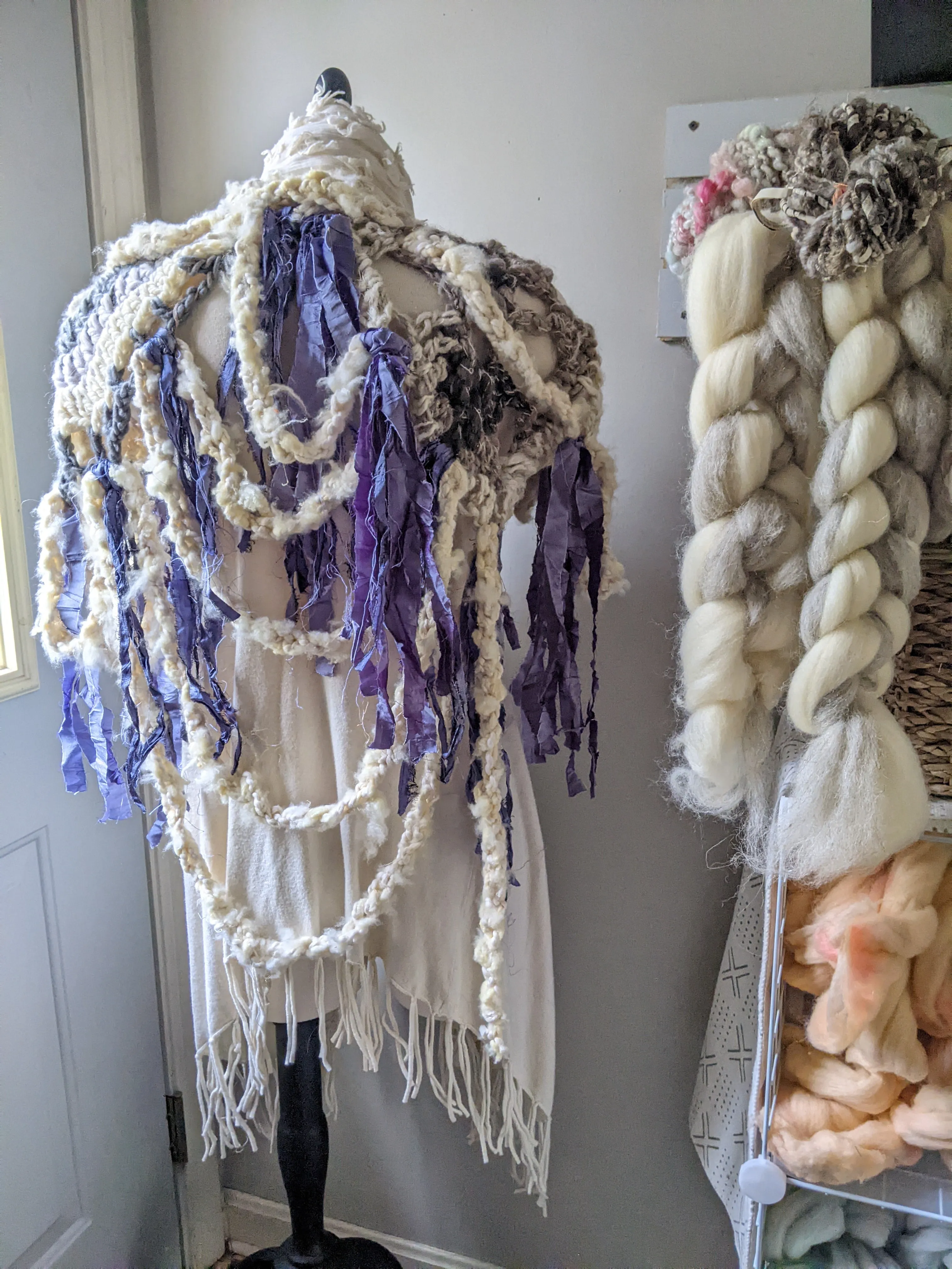 Fiber Festival Freeform Crochet, Knit Handspun, and Woven Boho Iris Vest WAFA