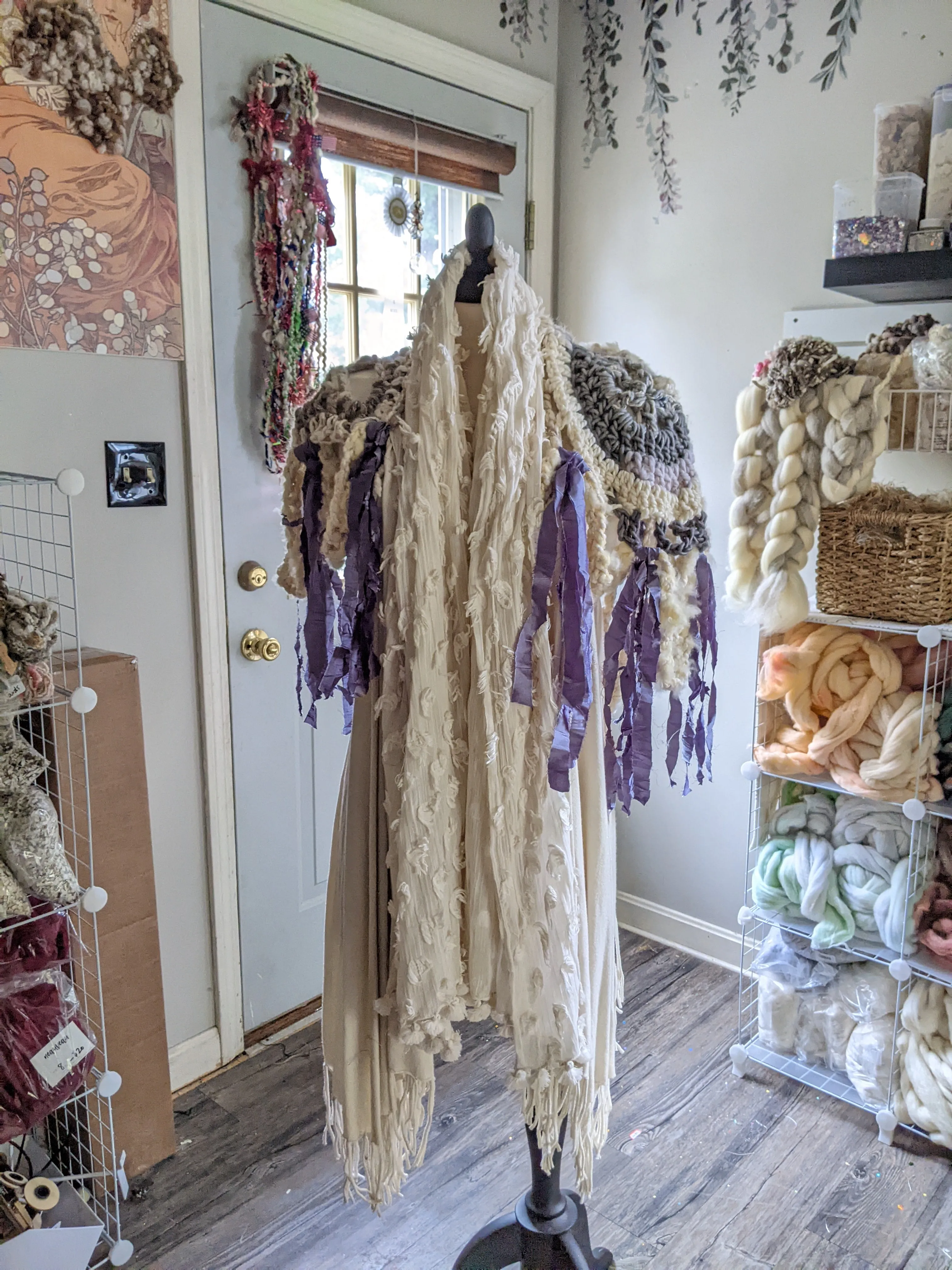 Fiber Festival Freeform Crochet, Knit Handspun, and Woven Boho Iris Vest WAFA