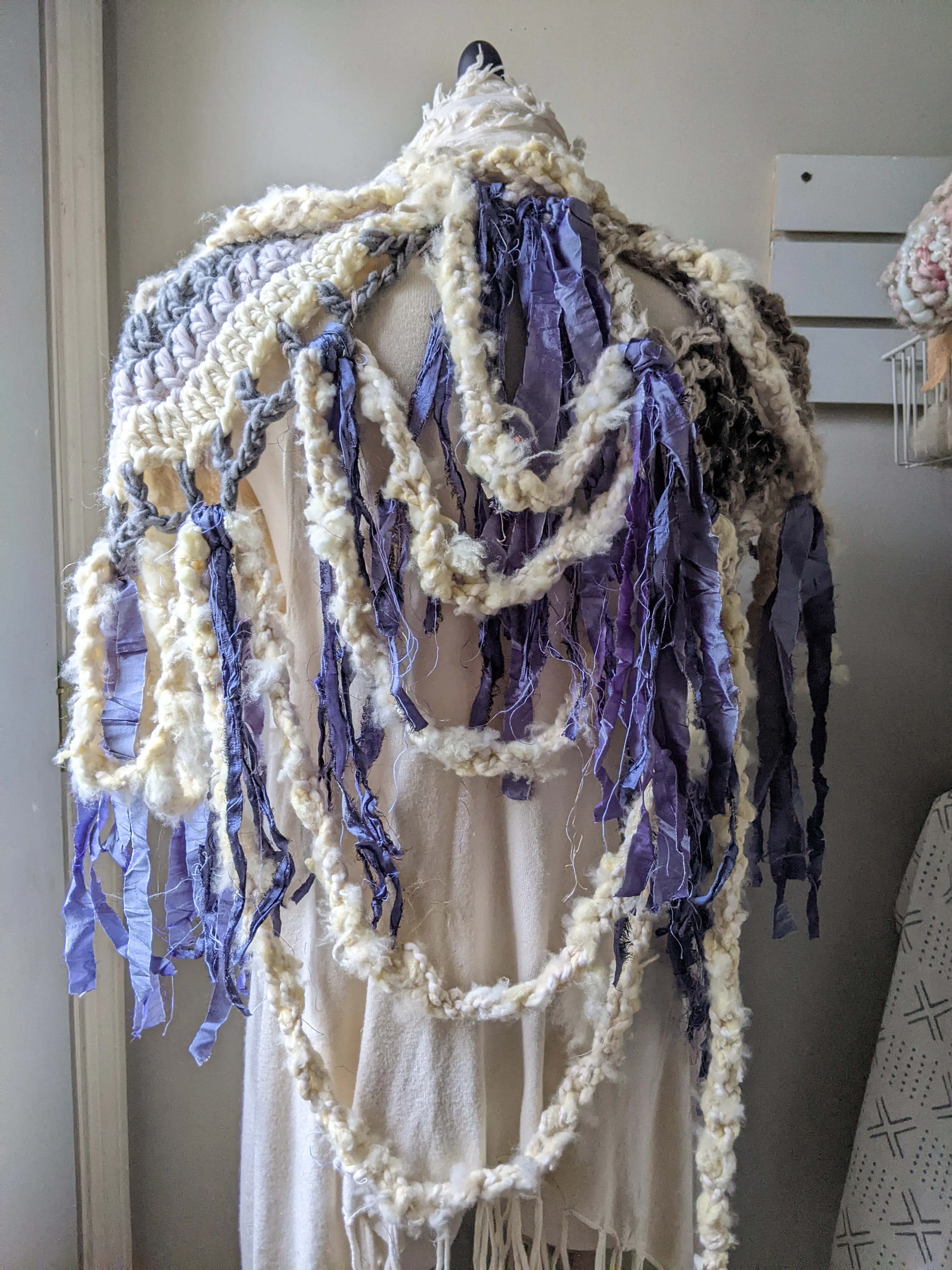 Fiber Festival Freeform Crochet, Knit Handspun, and Woven Boho Iris Vest WAFA