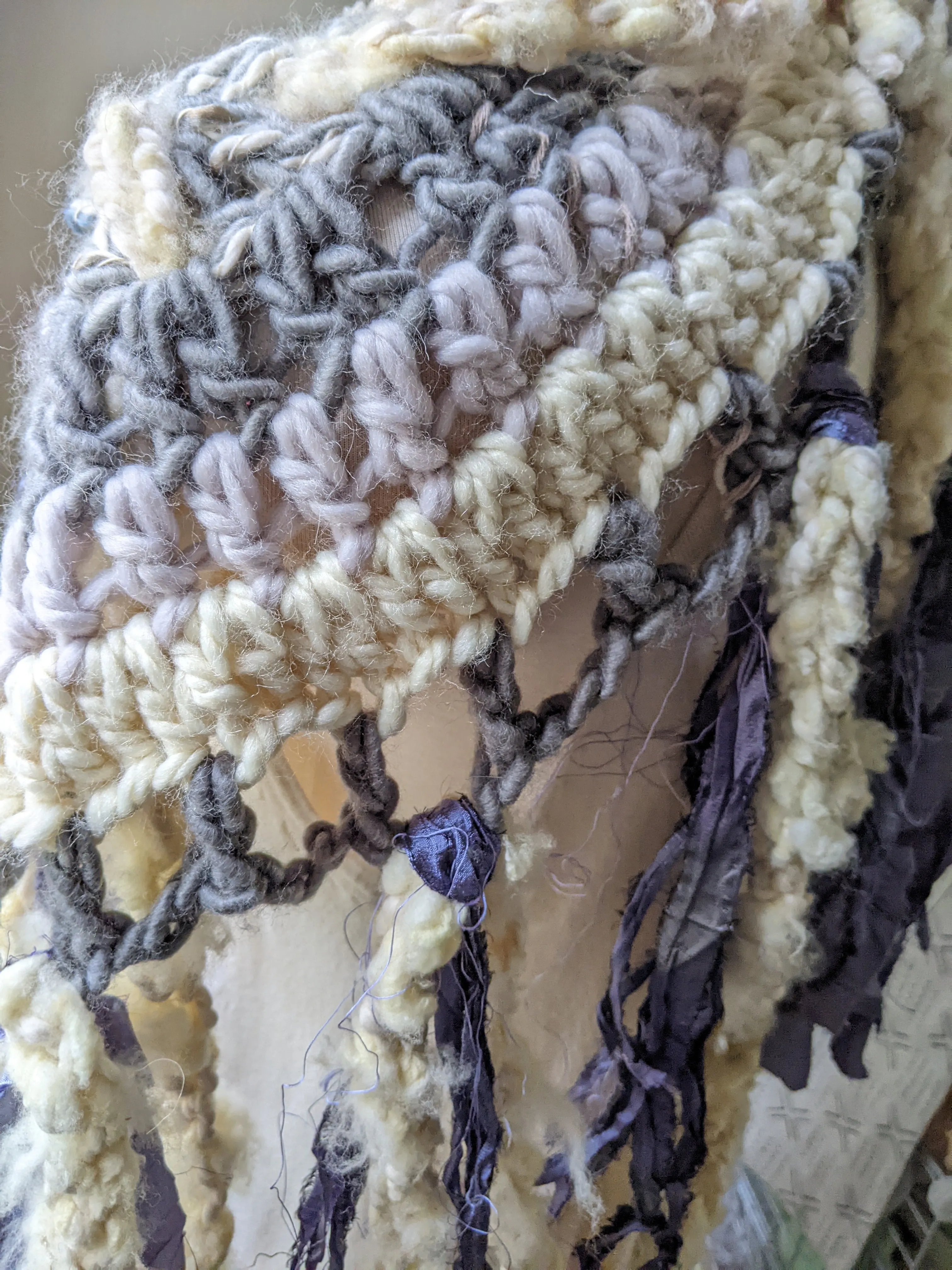 Fiber Festival Freeform Crochet, Knit Handspun, and Woven Boho Iris Vest WAFA