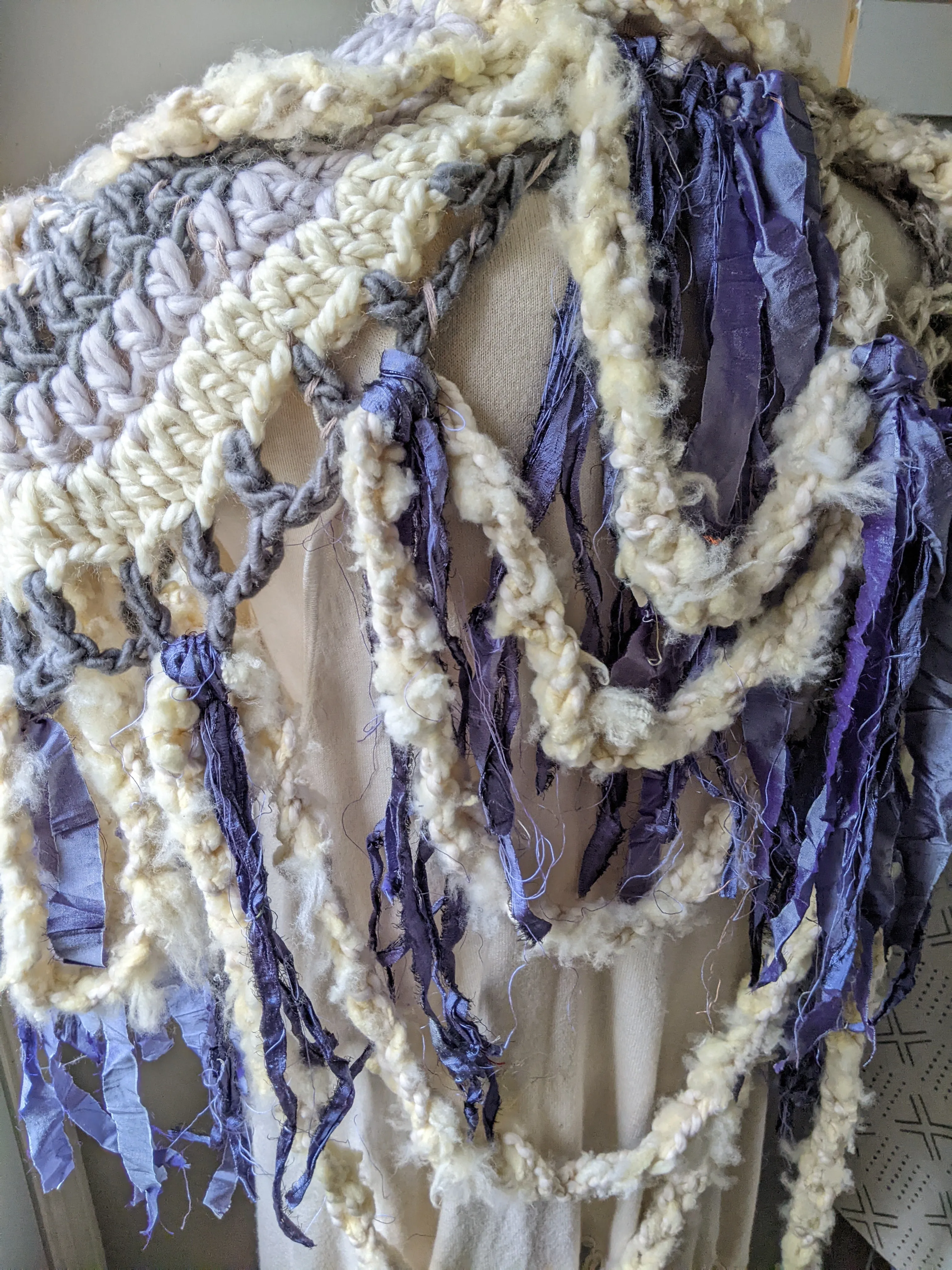 Fiber Festival Freeform Crochet, Knit Handspun, and Woven Boho Iris Vest WAFA
