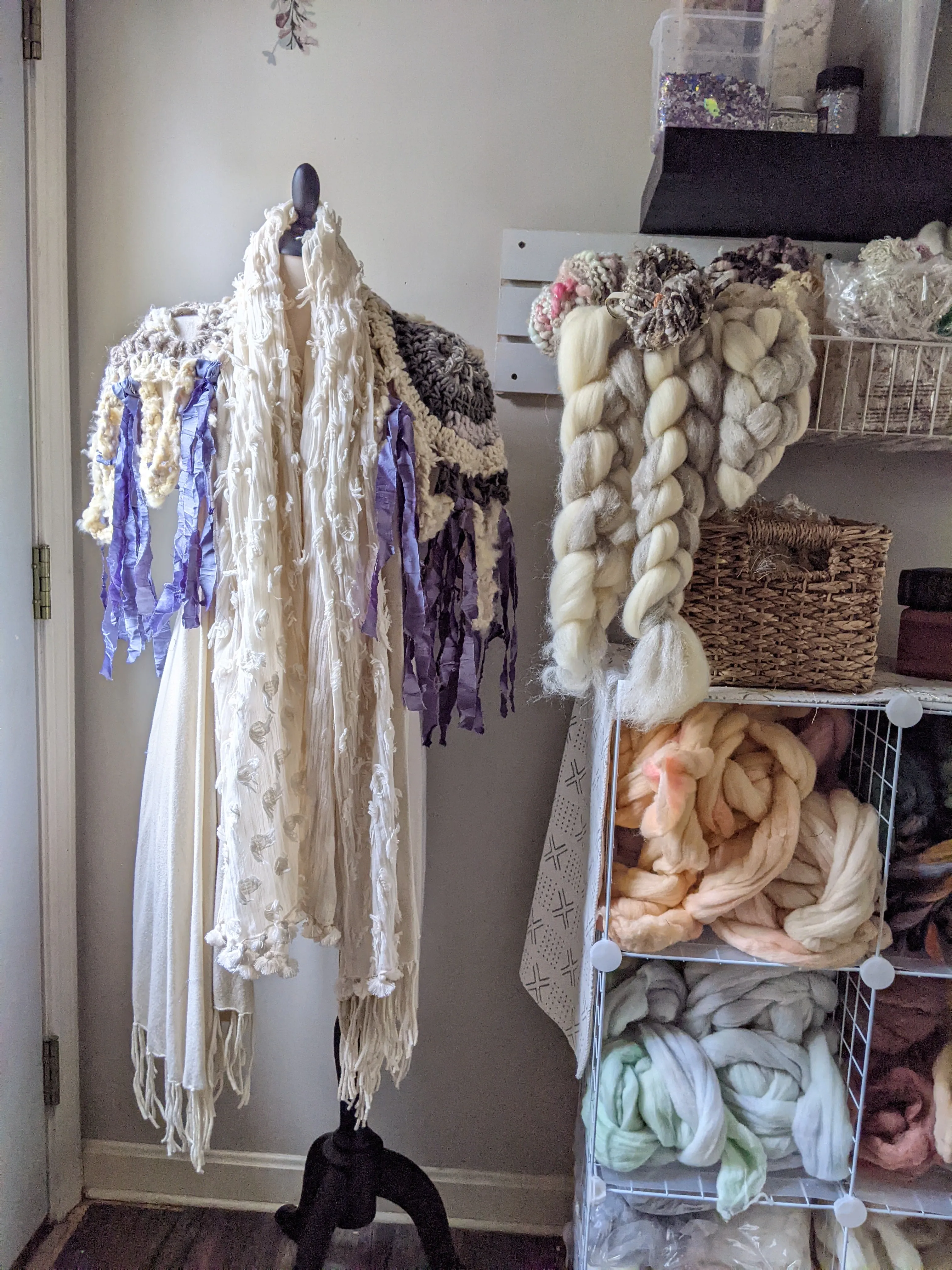 Fiber Festival Freeform Crochet, Knit Handspun, and Woven Boho Iris Vest WAFA