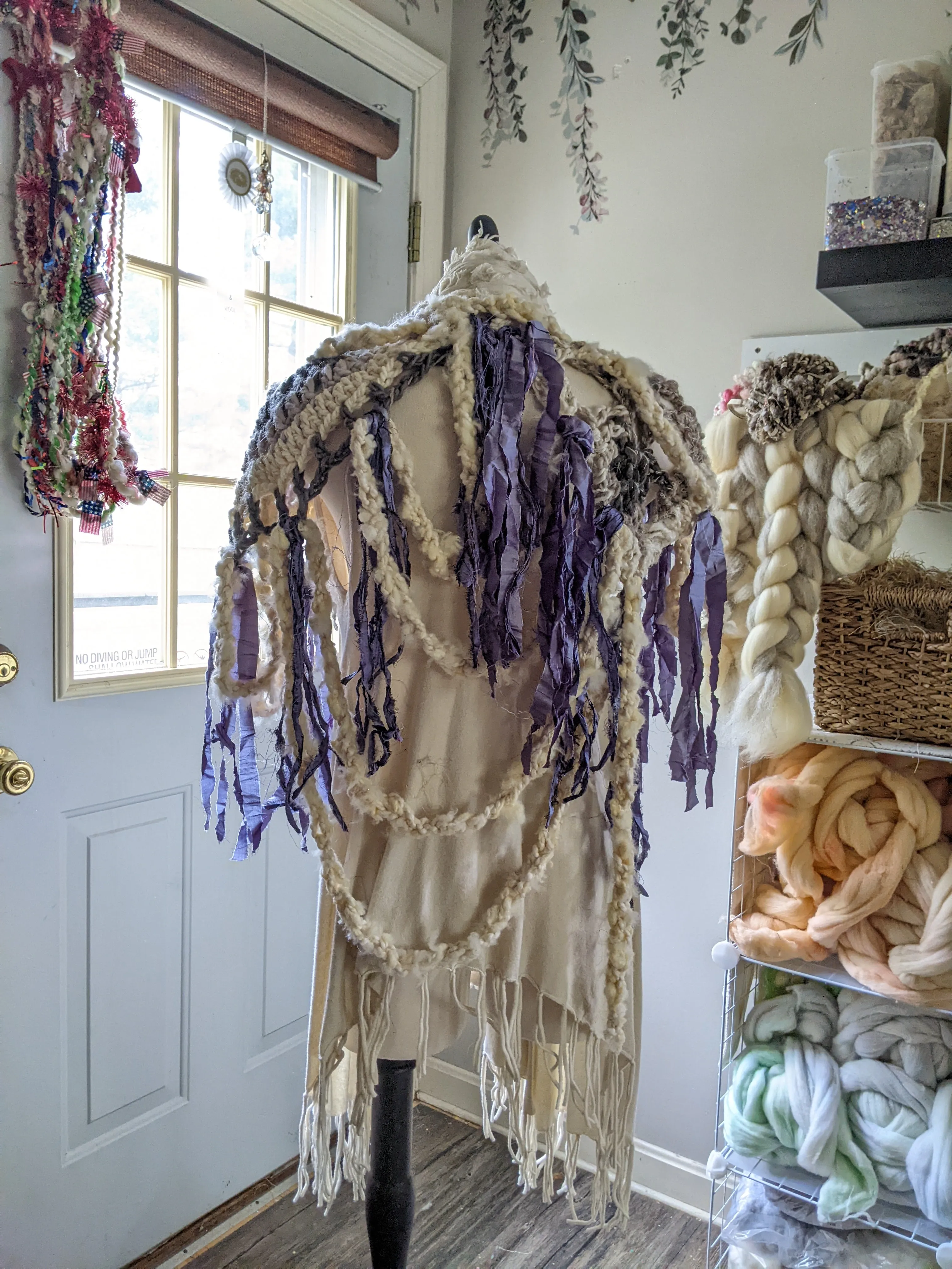 Fiber Festival Freeform Crochet, Knit Handspun, and Woven Boho Iris Vest WAFA