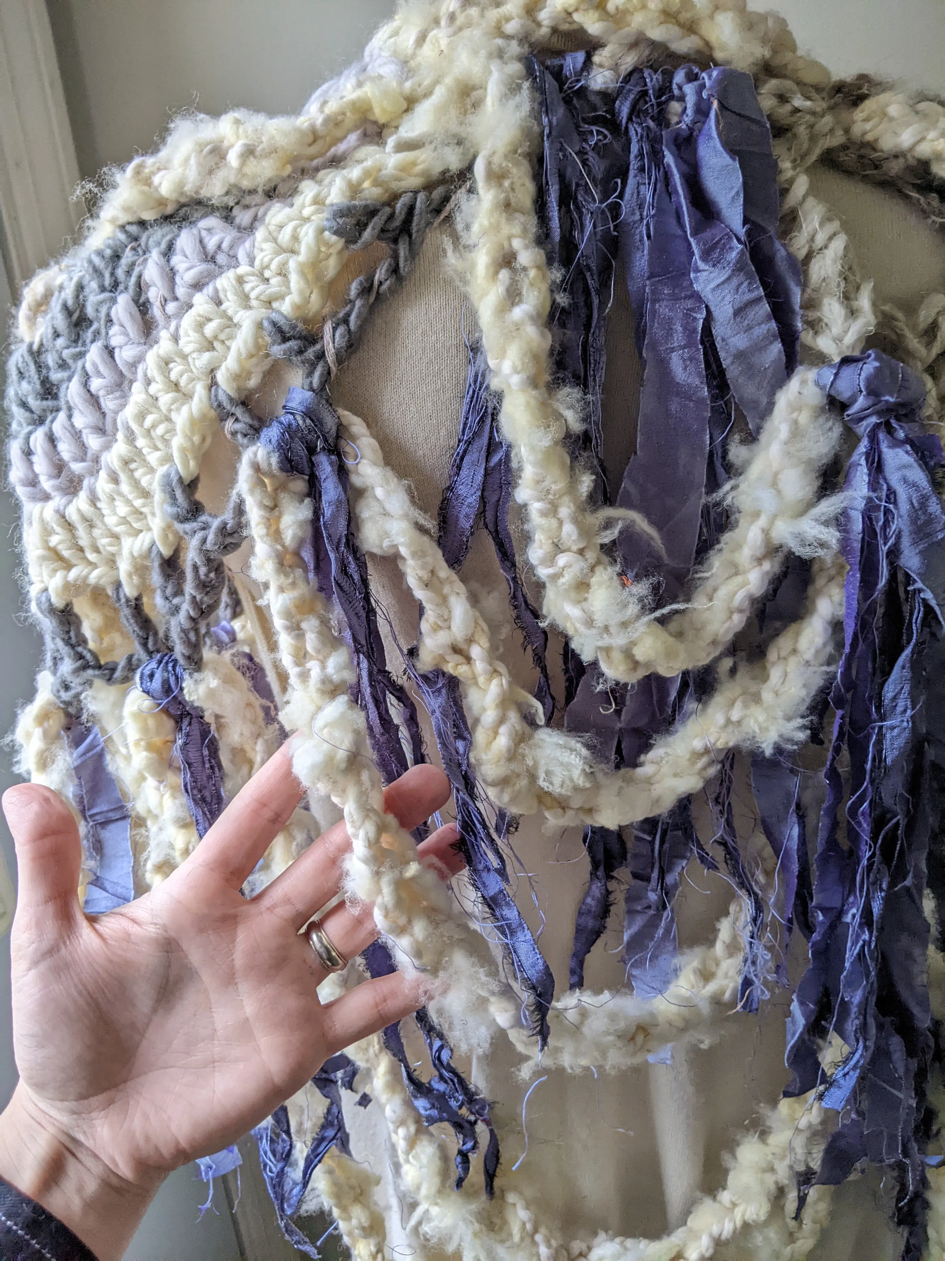 Fiber Festival Freeform Crochet, Knit Handspun, and Woven Boho Iris Vest WAFA