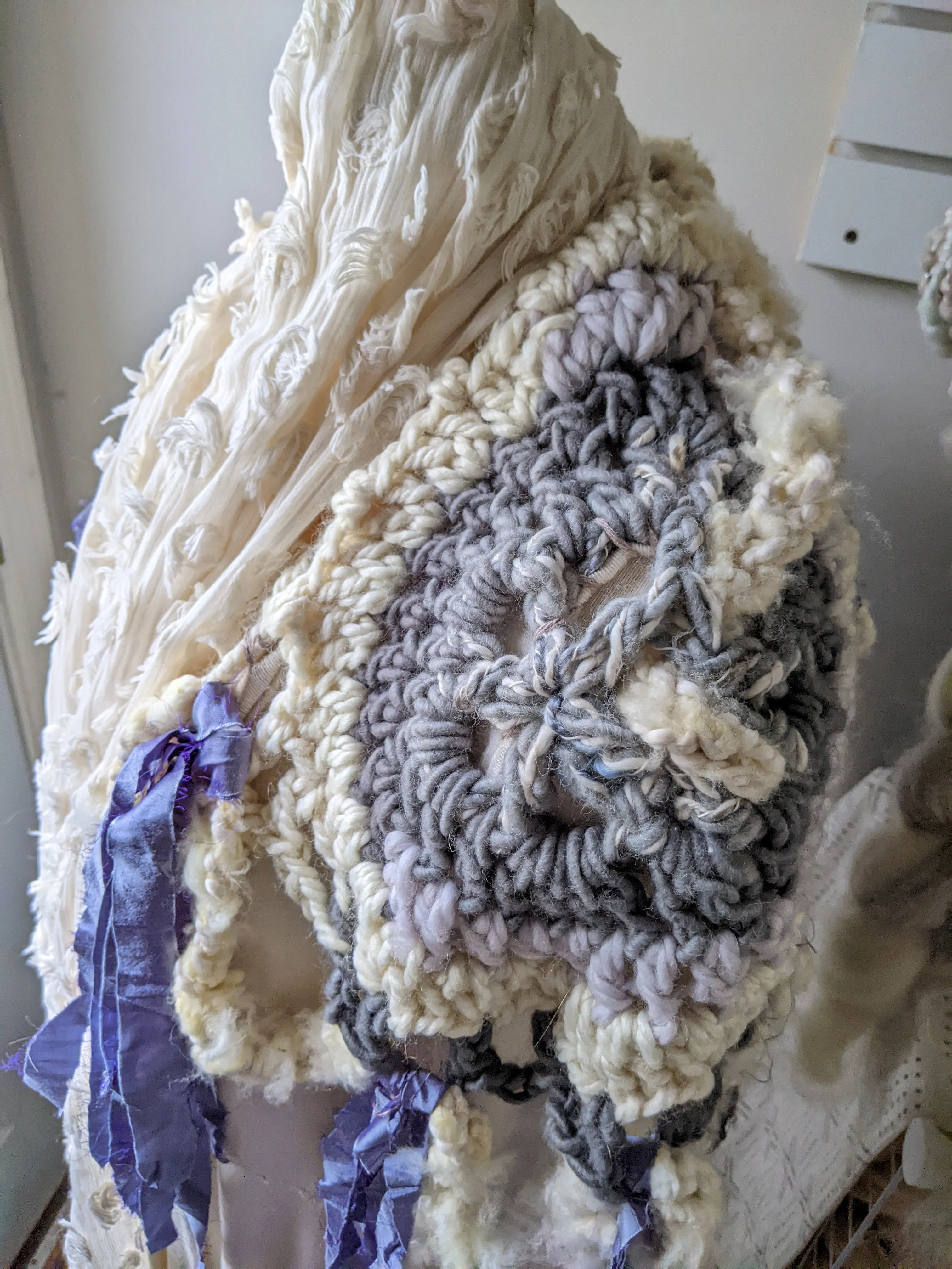 Fiber Festival Freeform Crochet, Knit Handspun, and Woven Boho Iris Vest WAFA