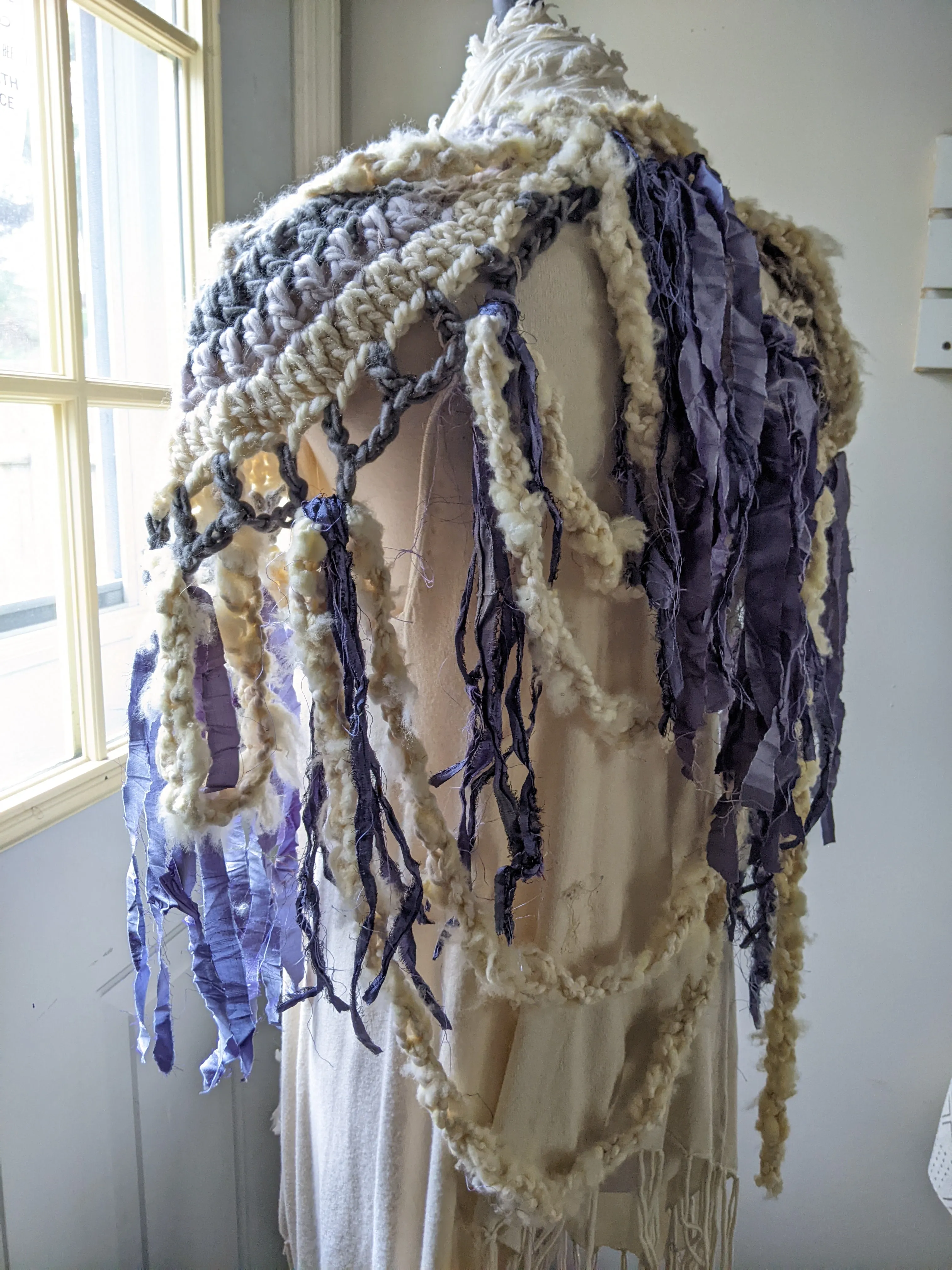 Fiber Festival Freeform Crochet, Knit Handspun, and Woven Boho Iris Vest WAFA
