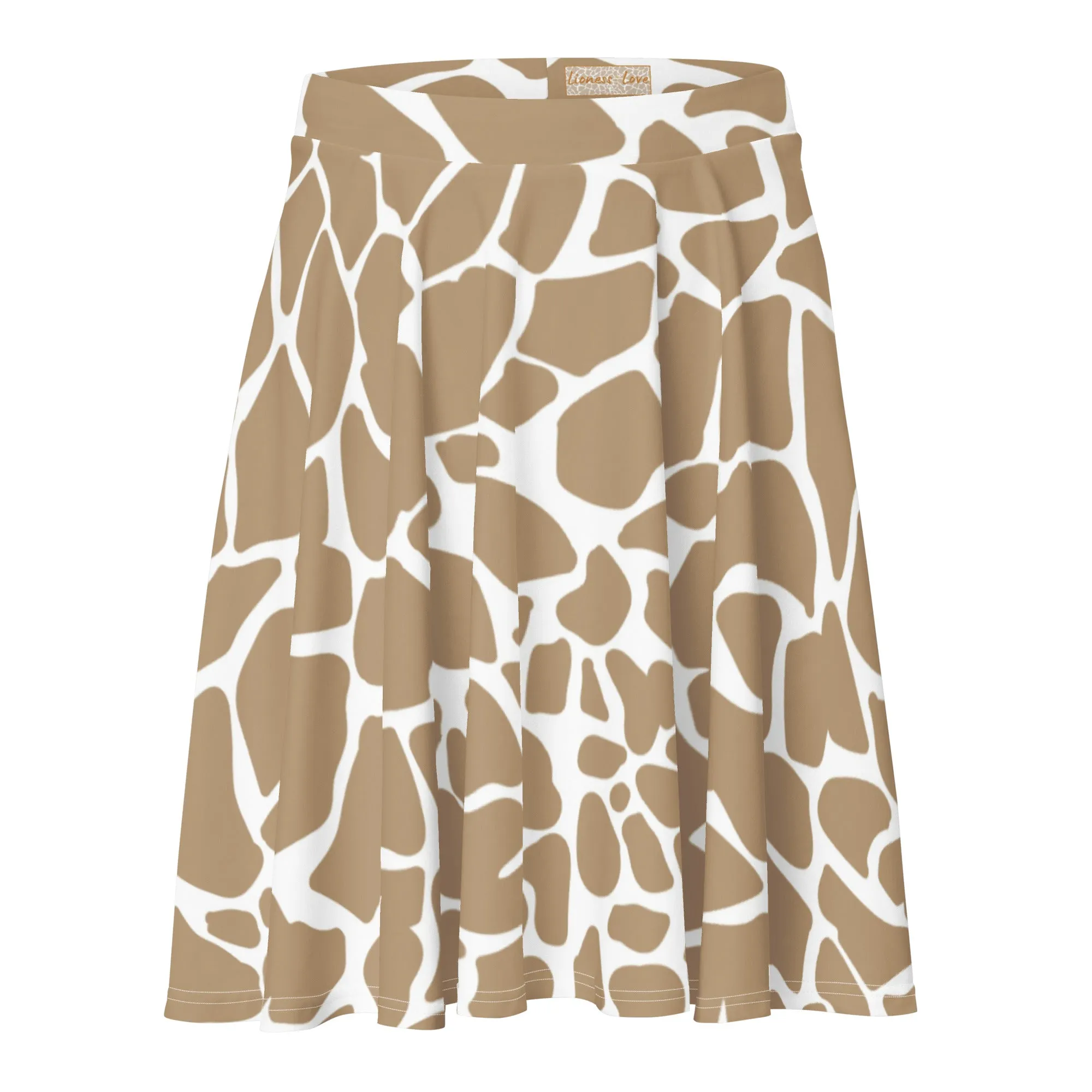 Fun Giraffe Print Skater Skirt for Women, lioness-love