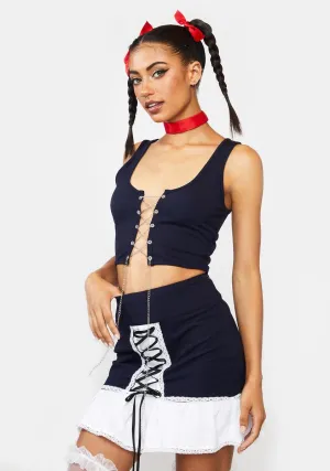 Fun Times Lace-Up Mini Skirt