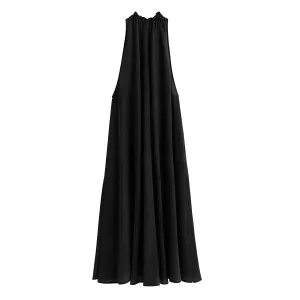 Gathered-Neck Maxi Cover Up