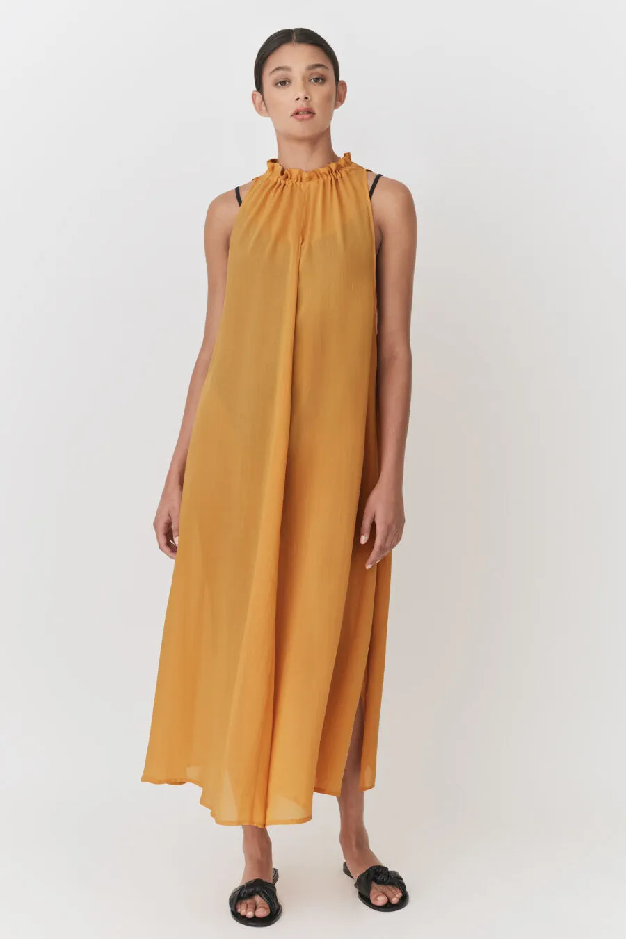 Gathered-Neck Maxi Cover Up