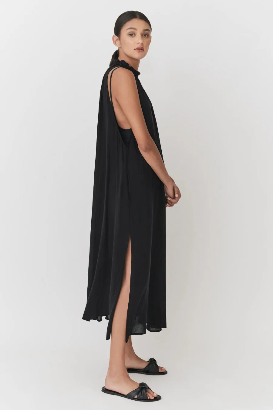 Gathered-Neck Maxi Cover Up