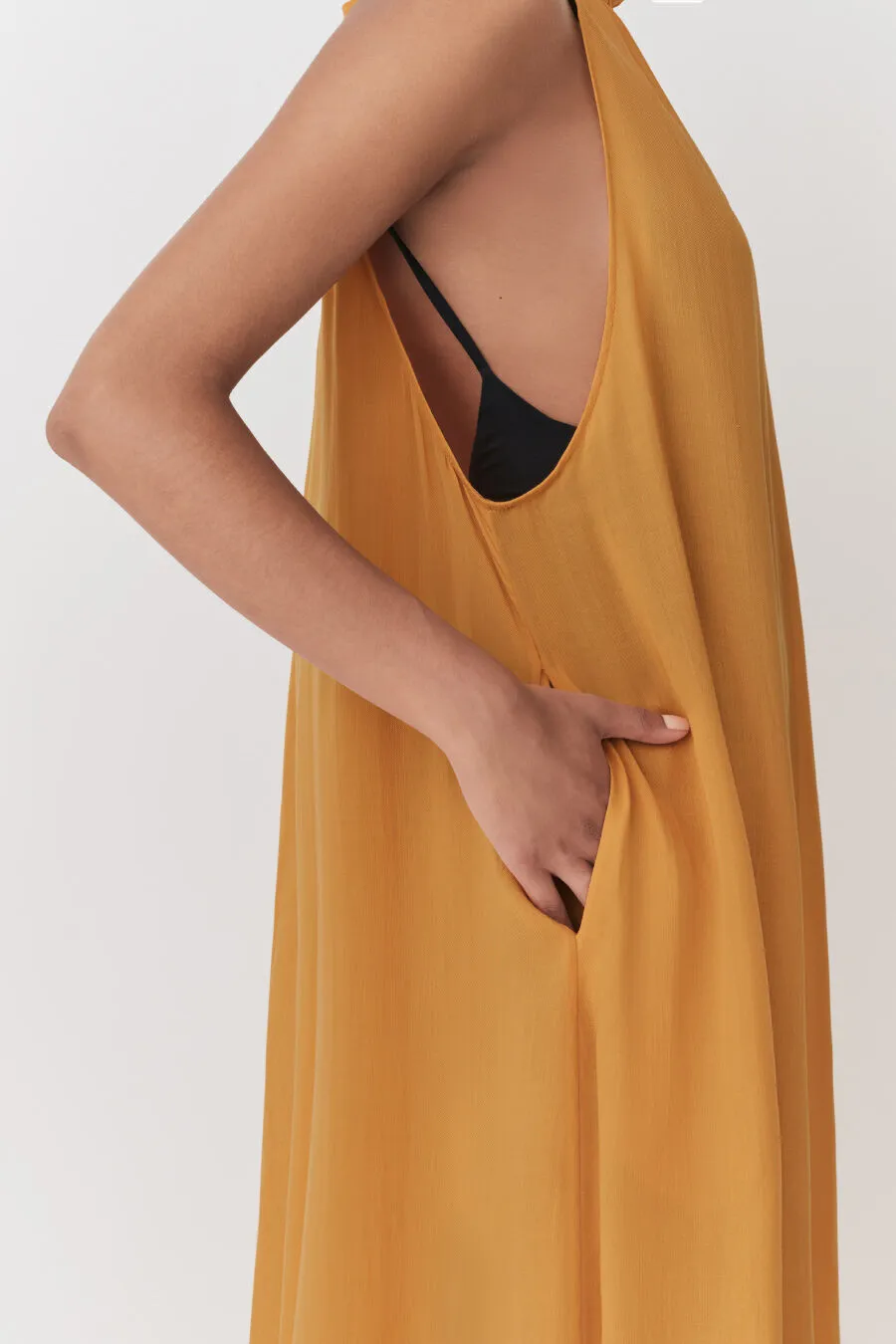 Gathered-Neck Maxi Cover Up