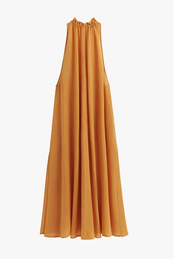 Gathered-Neck Maxi Cover Up
