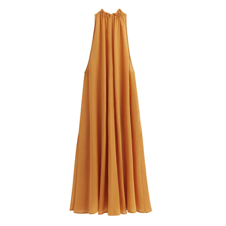 Gathered-Neck Maxi Cover Up
