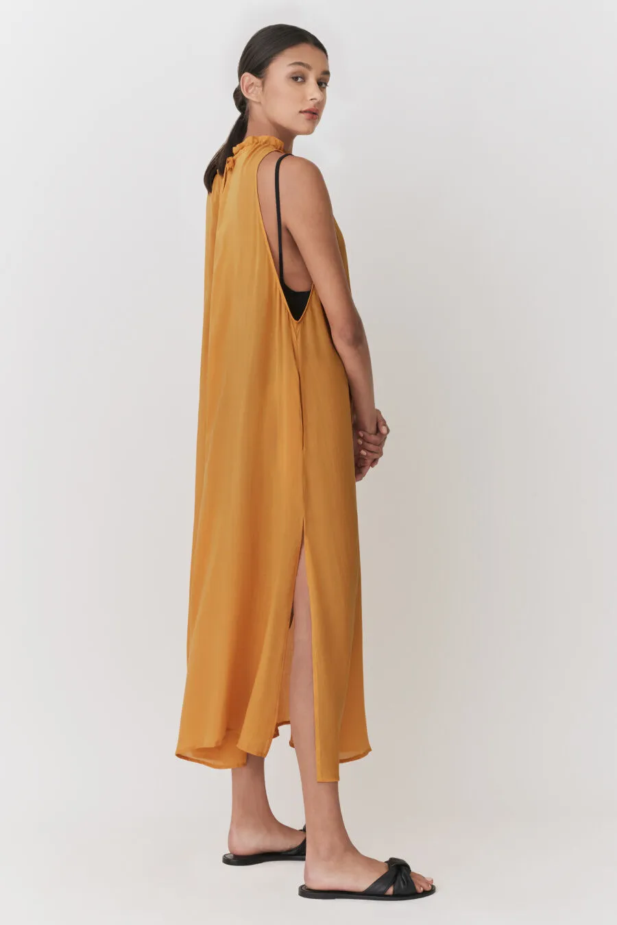 Gathered-Neck Maxi Cover Up