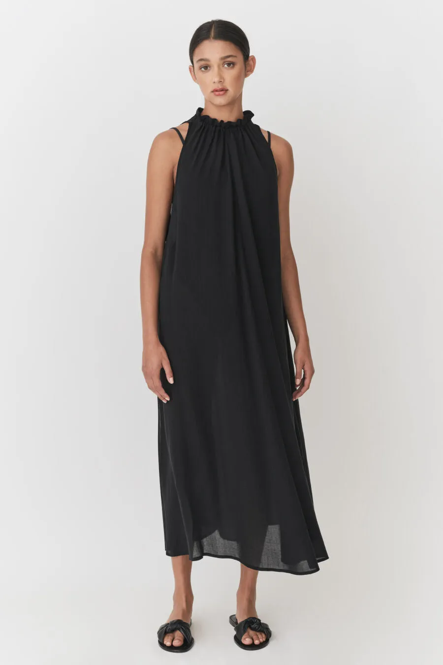 Gathered-Neck Maxi Cover Up