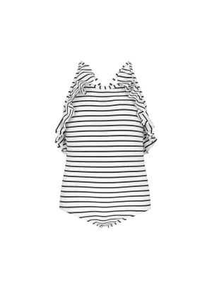 Girls Annabelle Navy Stripe Swimsuit