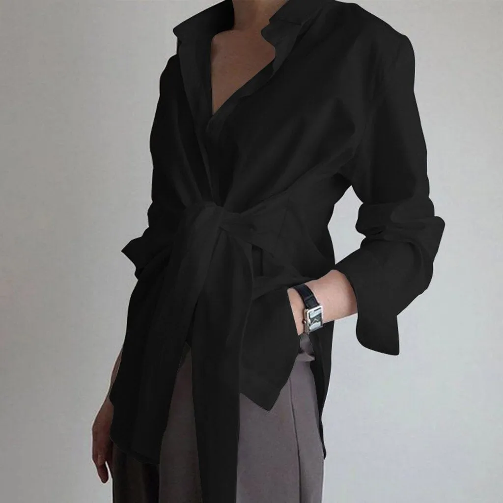 Hannah - Shirt Blouse with Knot Detail