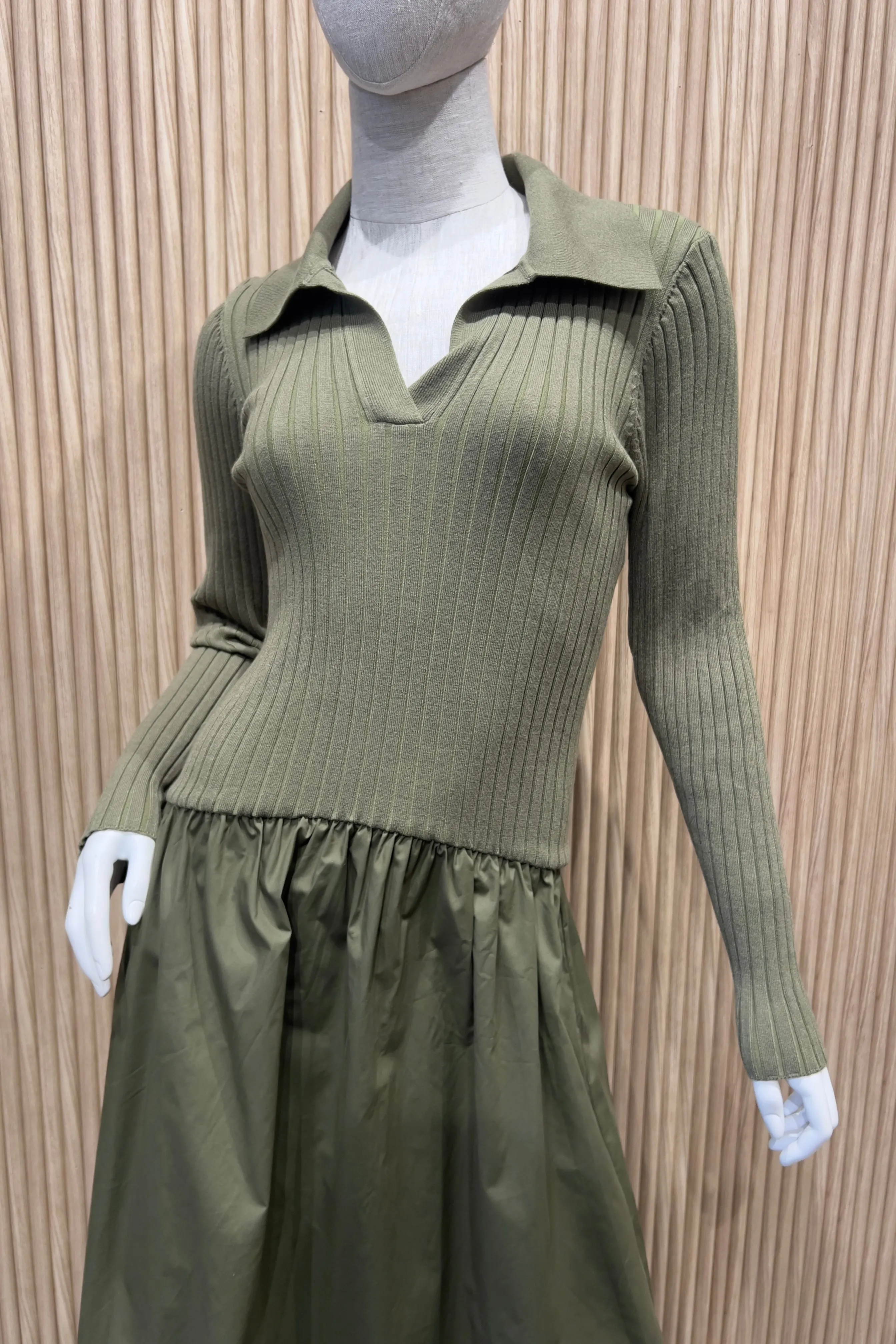 HILLSIDE OLIVE POLO DRESS