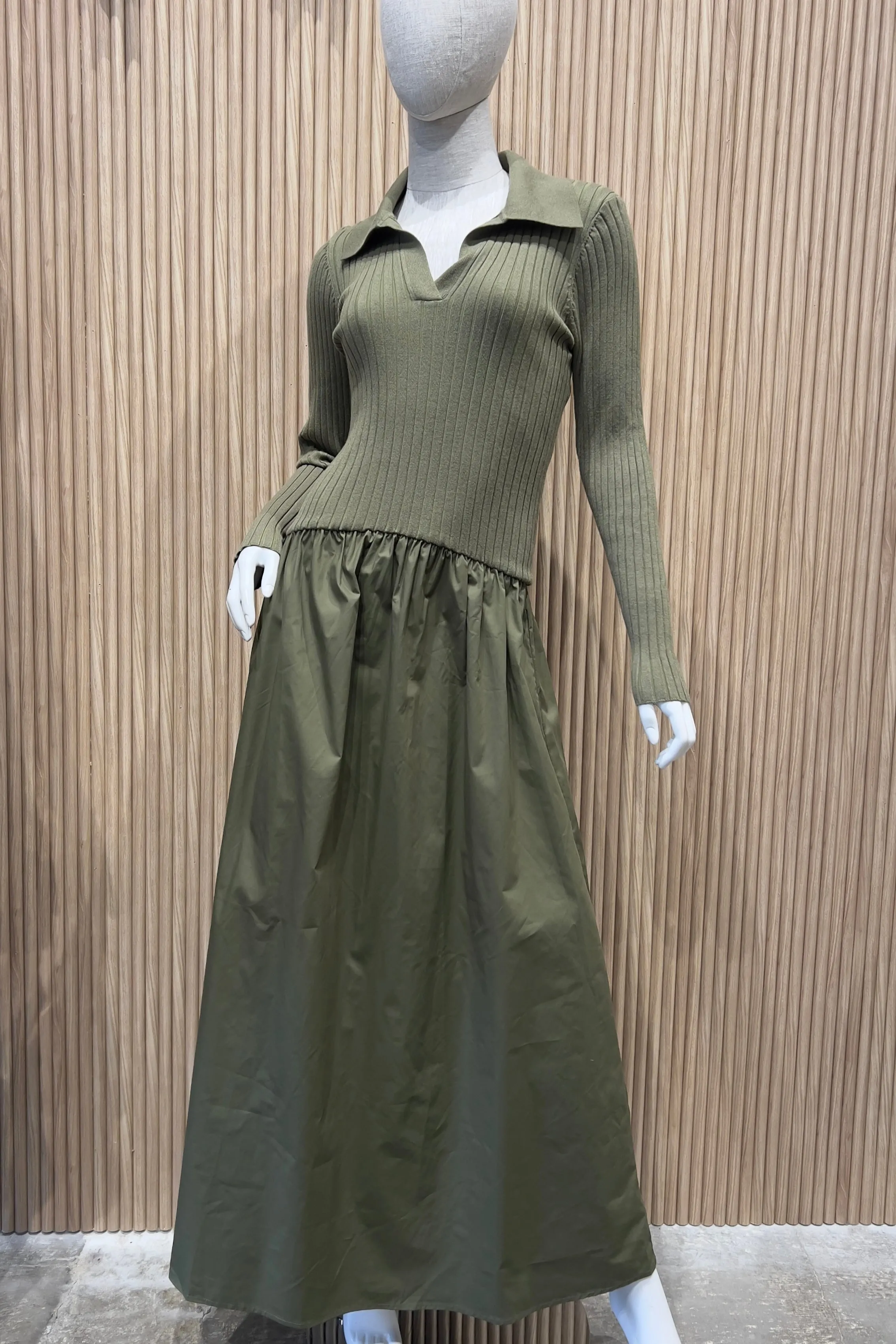 HILLSIDE OLIVE POLO DRESS