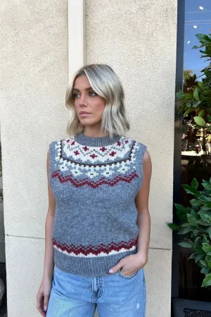 HOLLYS GREY FAIR ISLE VEST