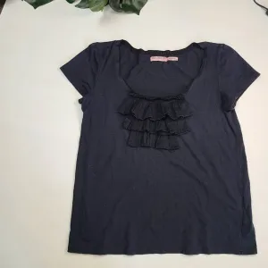 Juicy Couture  Black Ruffled Bib Tee Shirt